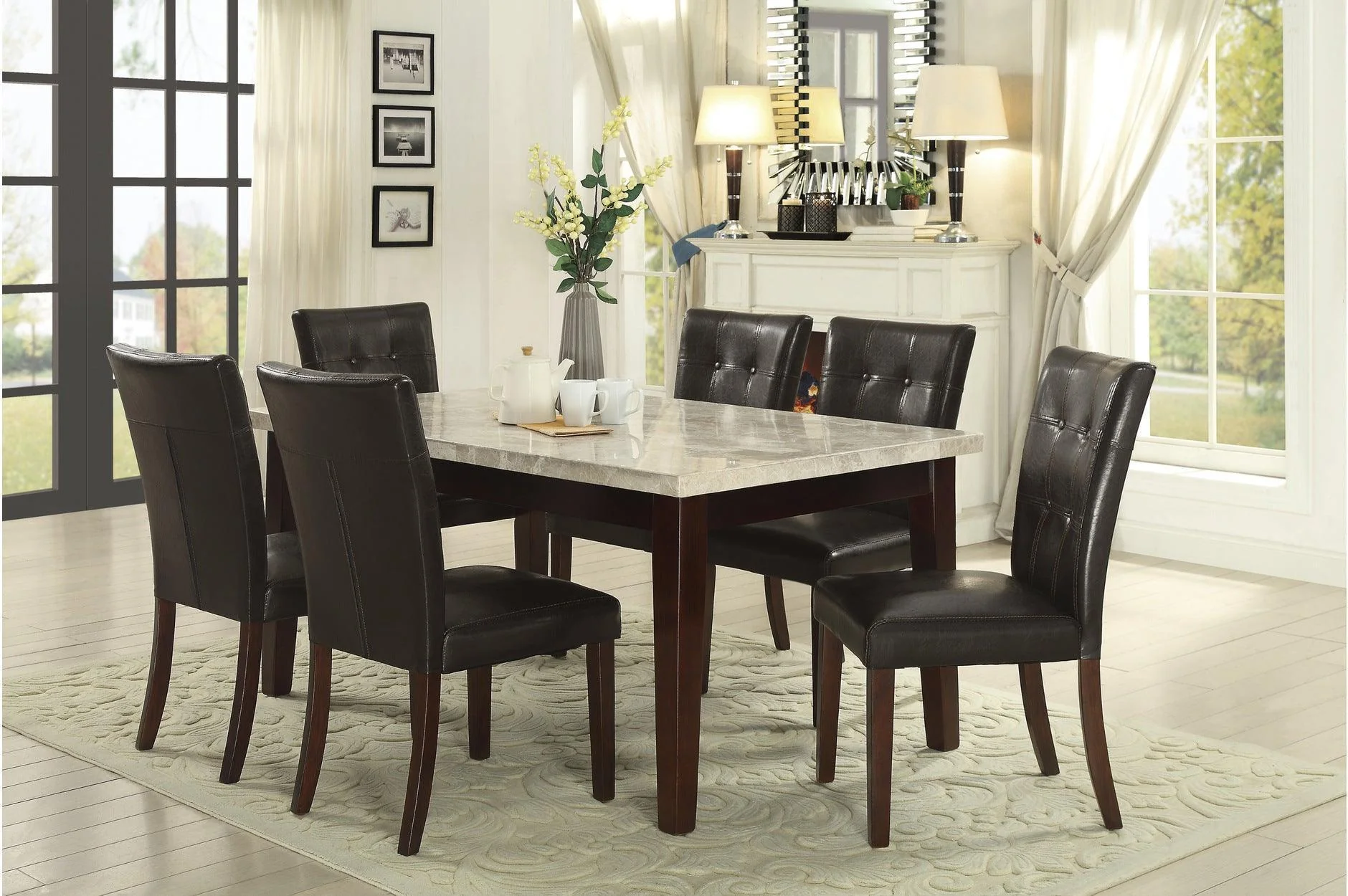 Decatur Cherry Marble TopDining Room Set - Image 2