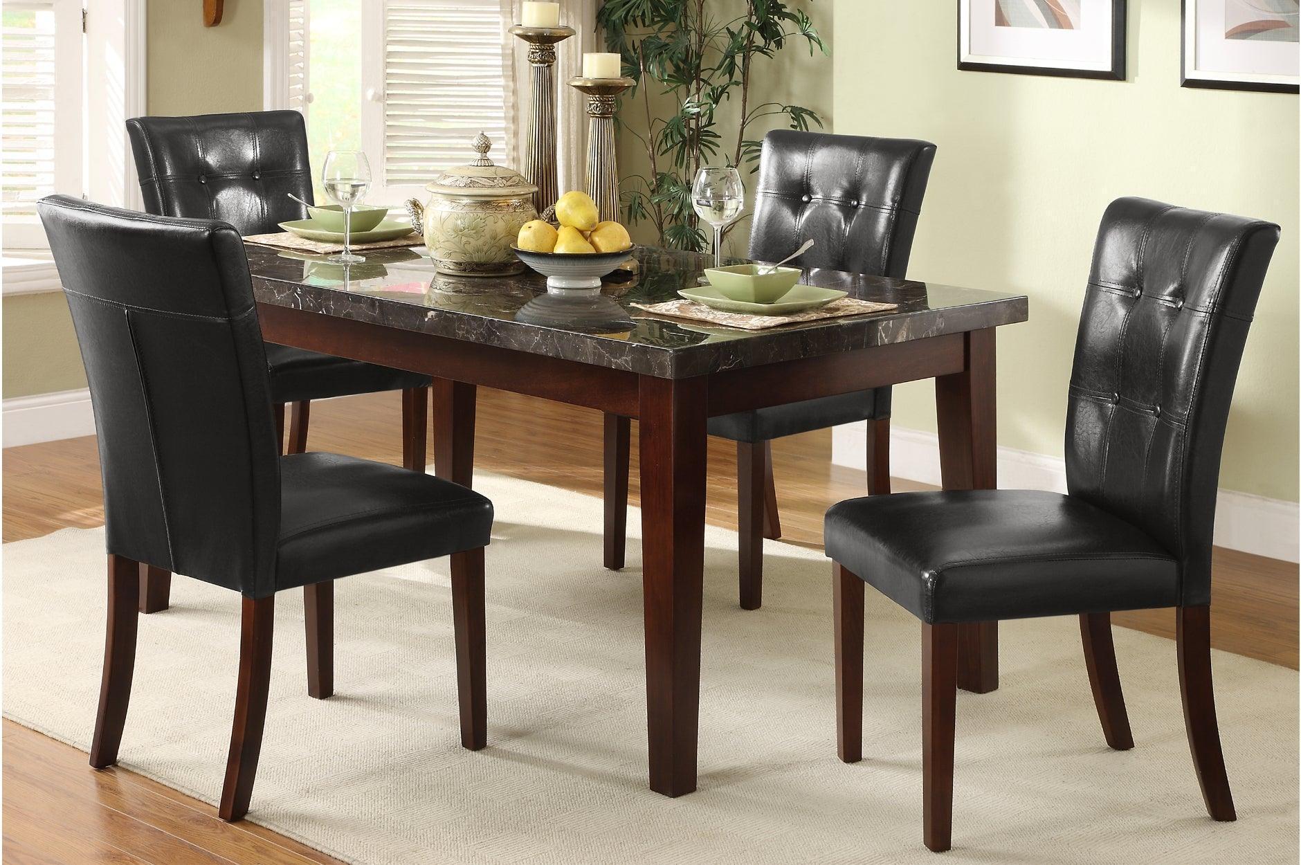 Decatur Black Cherry Marble Top Dining Room Set - Image 1