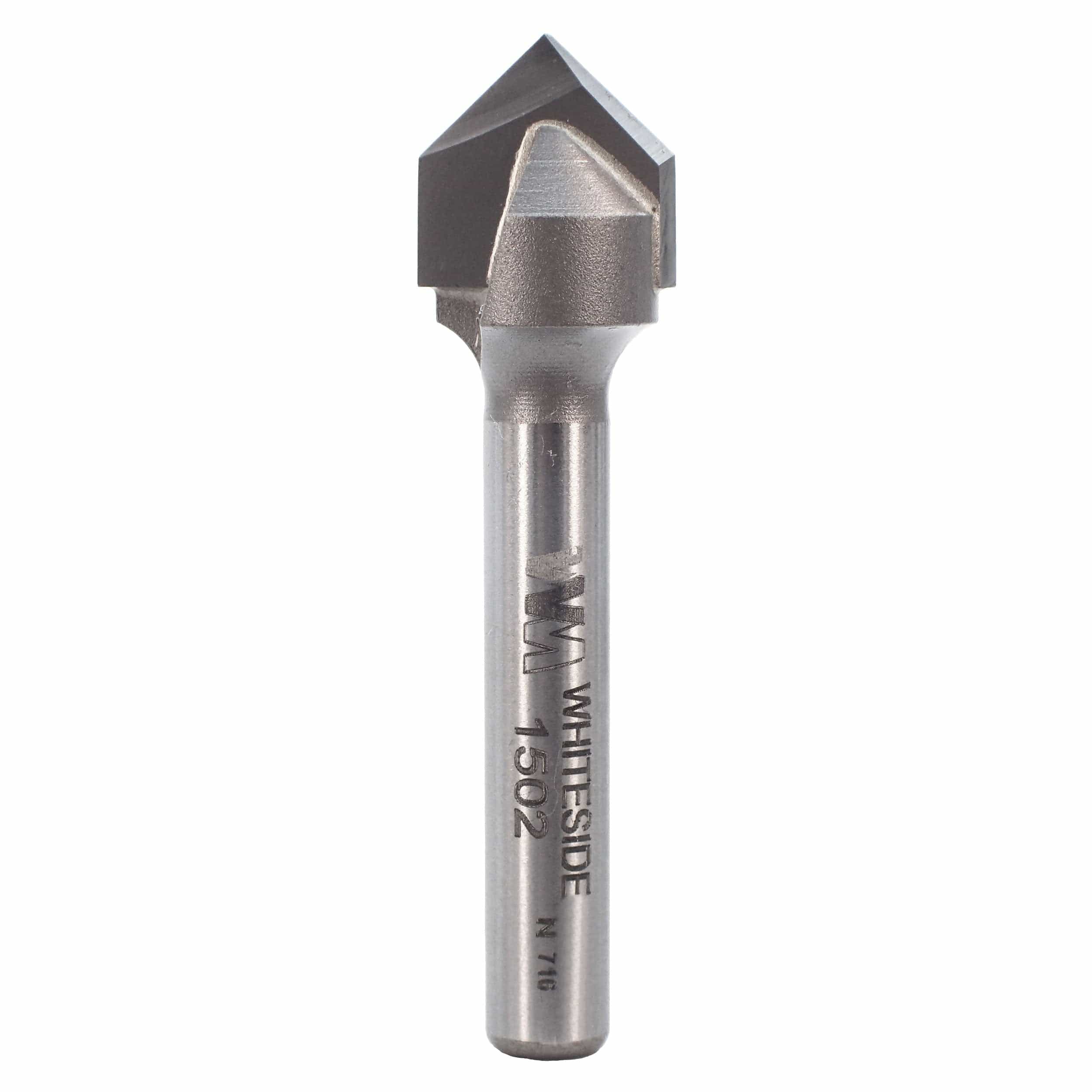 1502 90-Degree V Groove Router Bit 1/4" SH 1/2" D X 1/4" P X 1-7/8" OL - Image 1