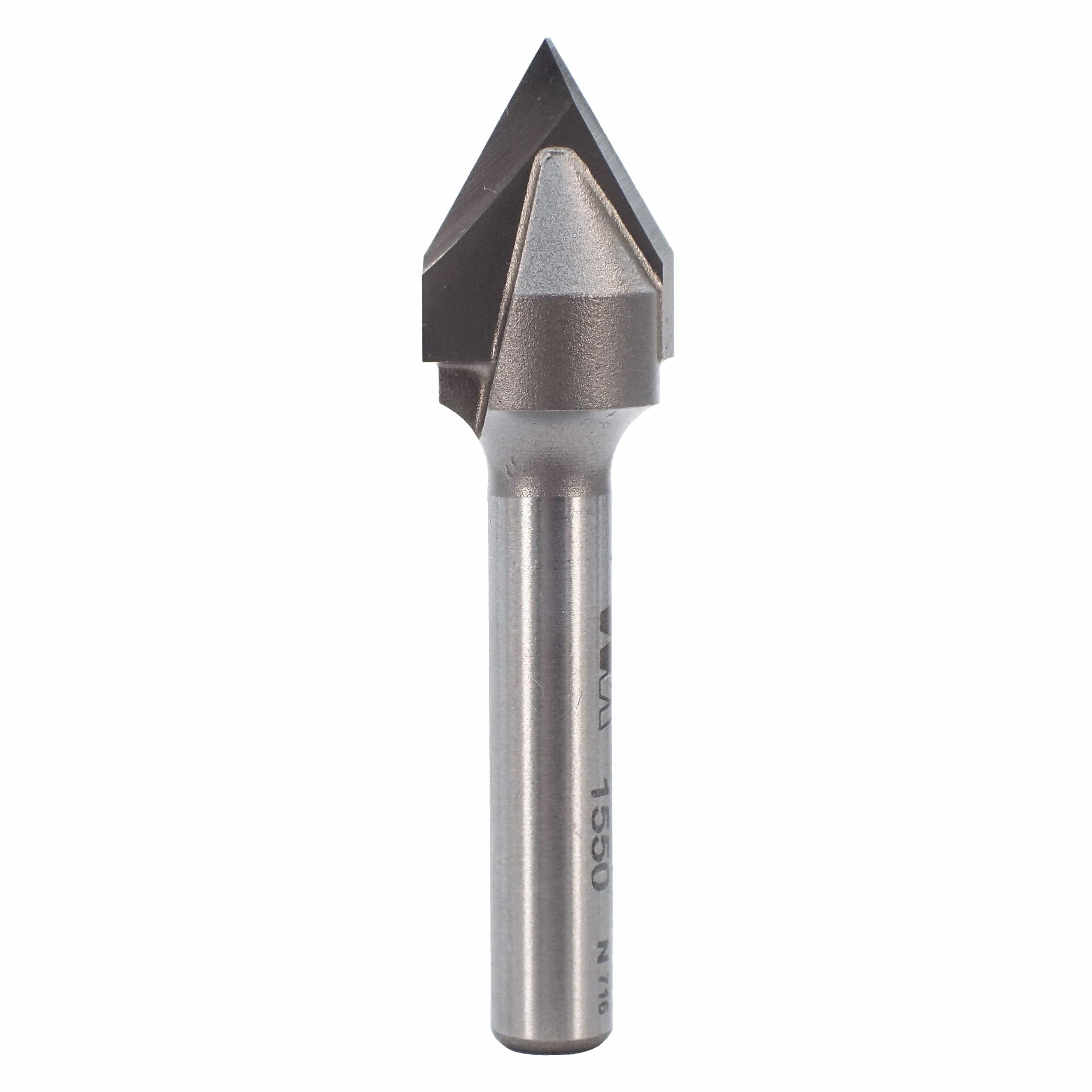 V-Groove CNC Router Bit – 60 Degree – 1/4″ SH – 1/2″ D – 7/16″ Point Length – 2″ OL