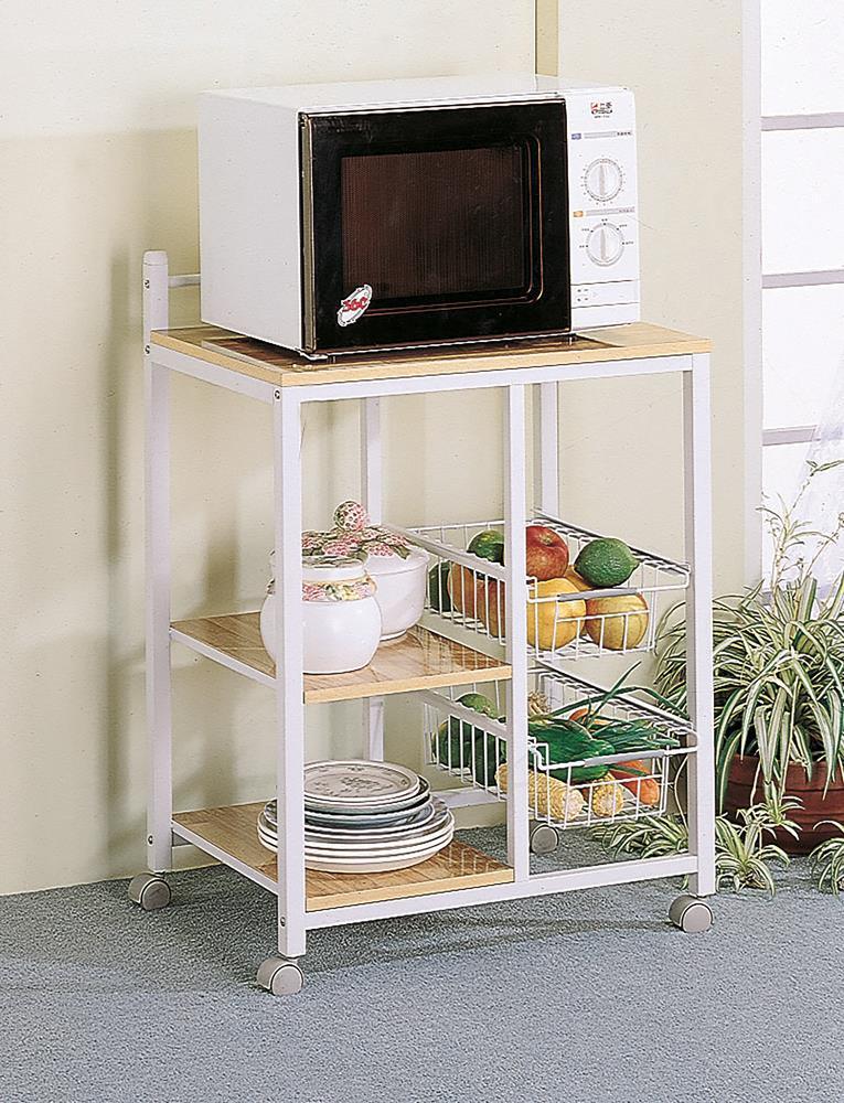 Kelvin 2 Shelf Kitchen Cart Natural Brown White