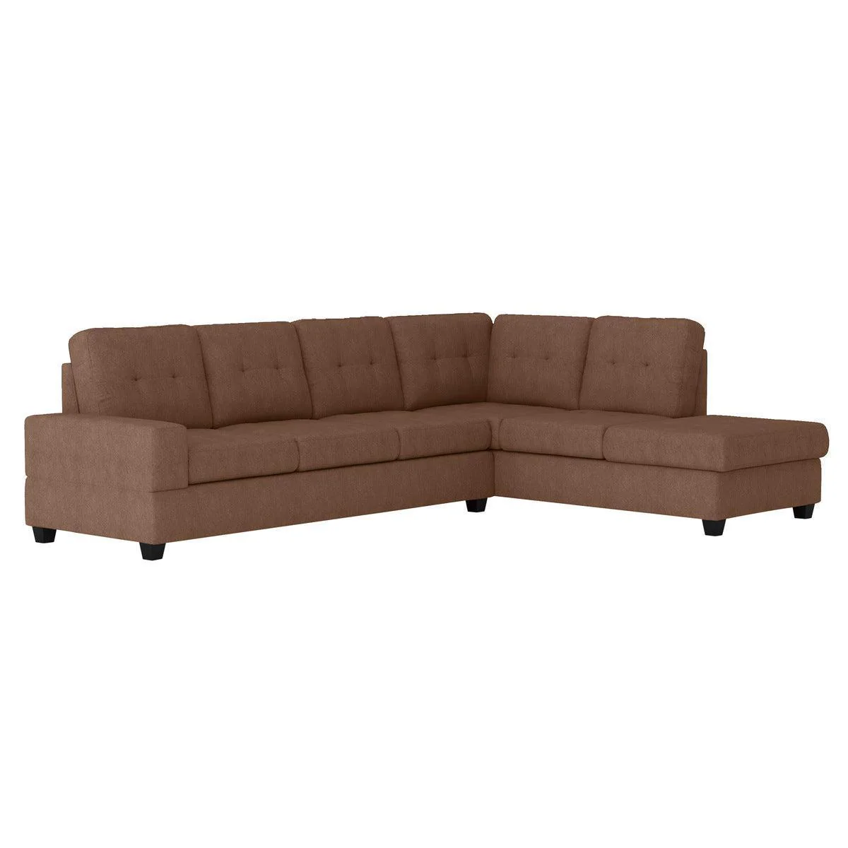 Chocolate Fabric Tufted Sectional - Image 3