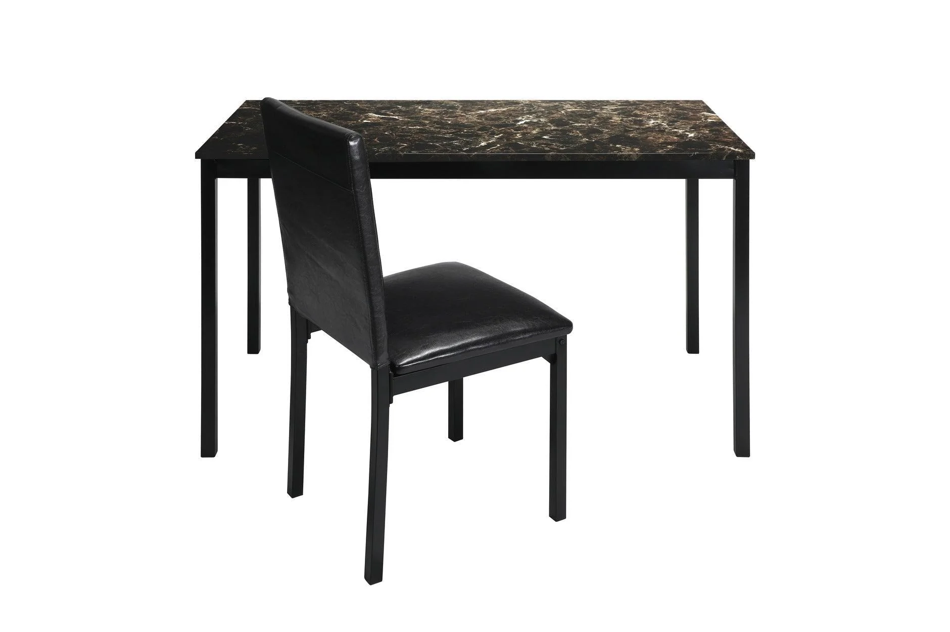 Tempe Dark Brown Faux Marble Faux Leather Writing Desk Chair - Image 2