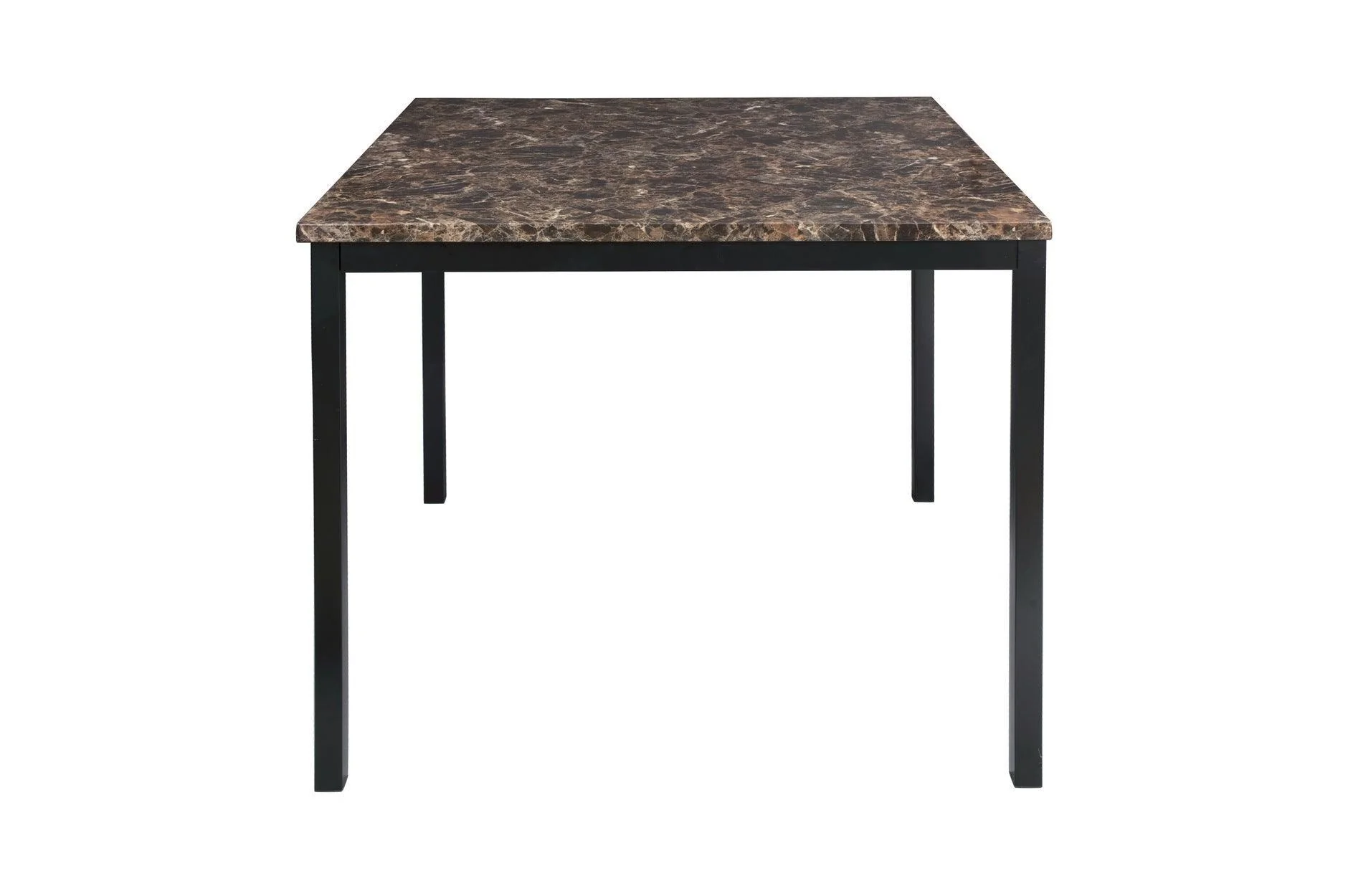 Tempe Brown Leather Faux Marble Counter Height Rectangular Dining Room Set - Image 3