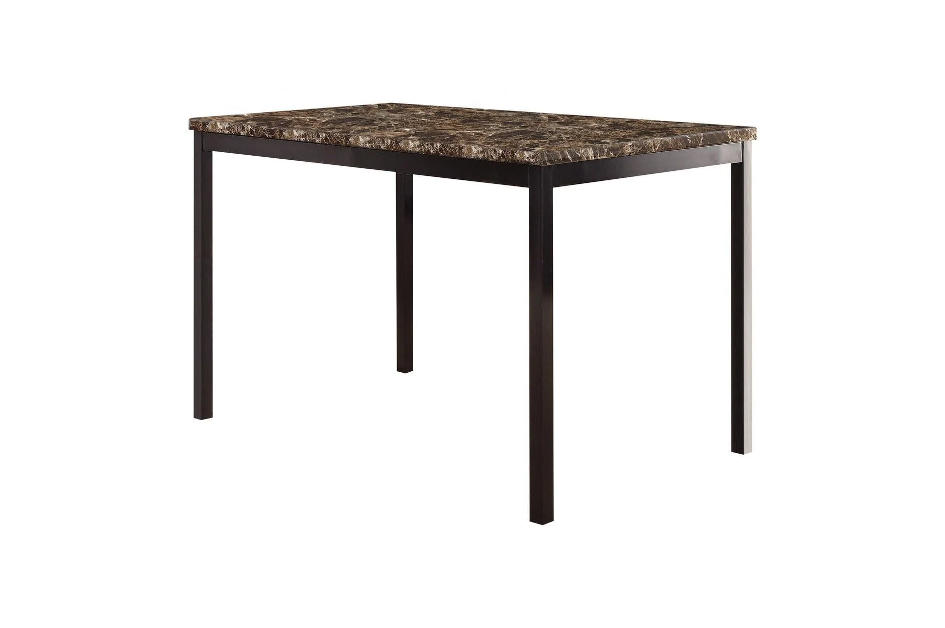Tempe Brown Faux Leather Faux Marble Rectangular Dining Room Set - Image 2