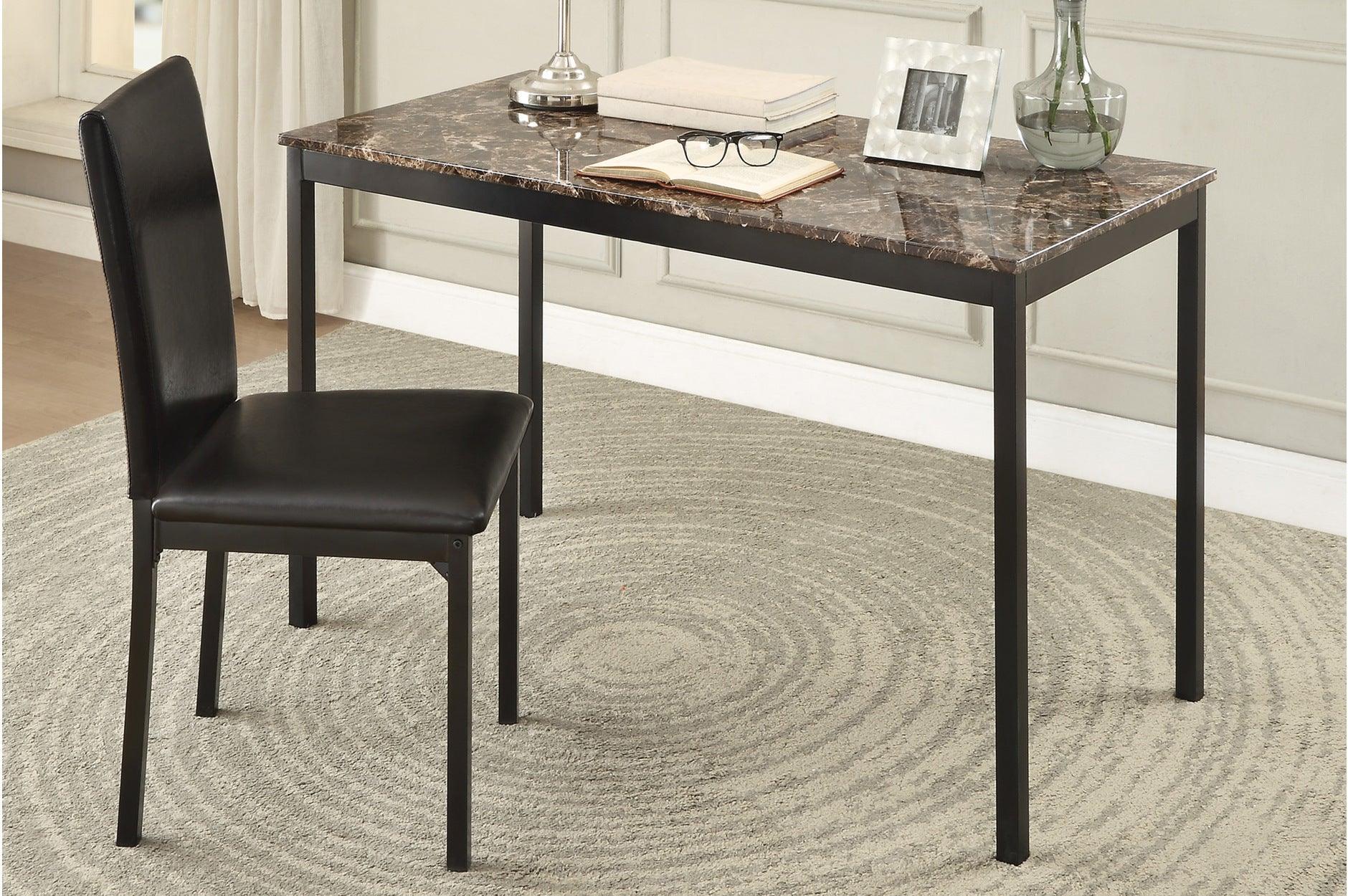 Tempe Dark Brown Faux Marble Faux Leather Writing Desk Chair