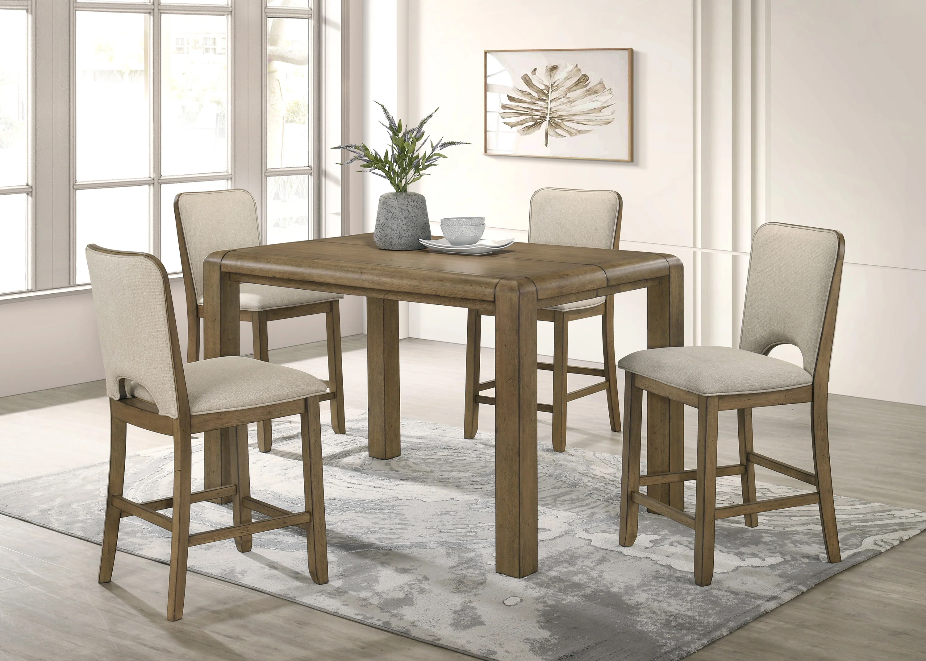 Cockrell Light Brown Rectangular Counter Height Set - Image 2