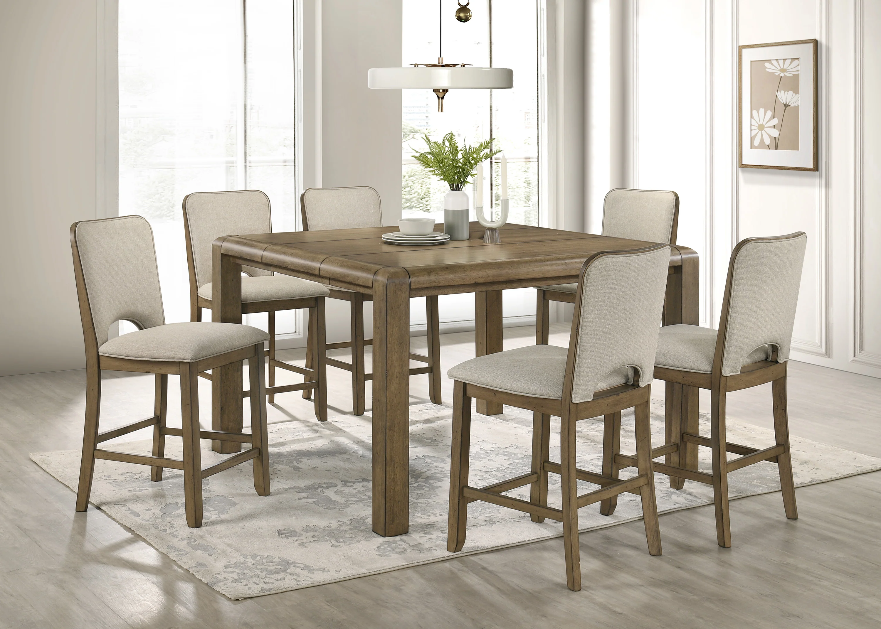 Cockrell Light Brown Rectangular Counter Height Set - Image 3