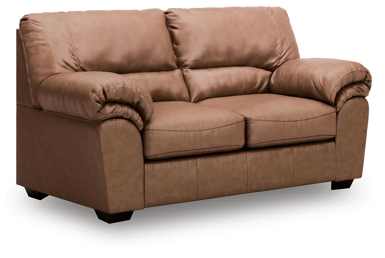 WillowBend Caramel Faux Leather Loveseat - Image 2