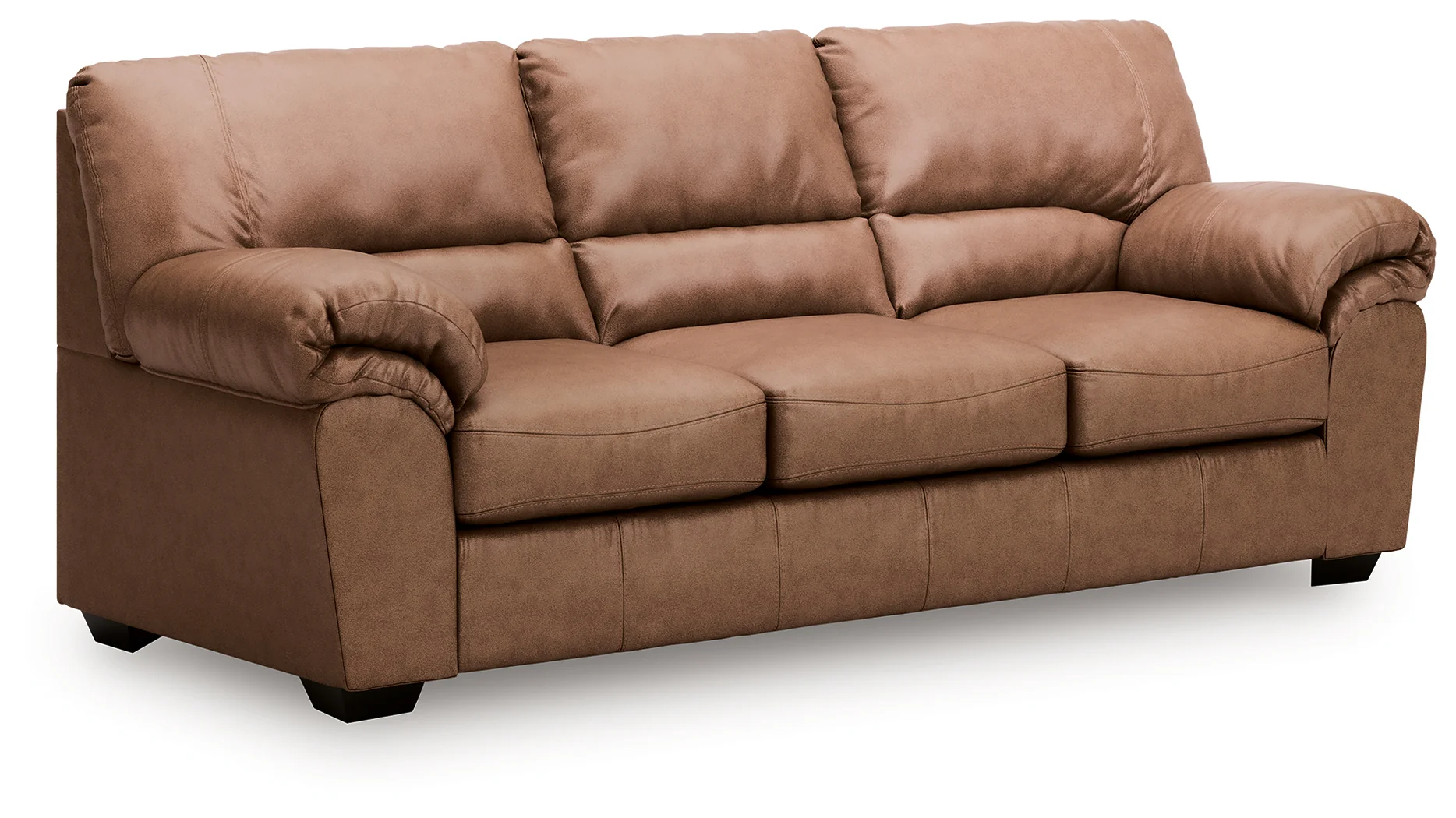 WillowBend Caramel Faux Leather Sofa - Image 2