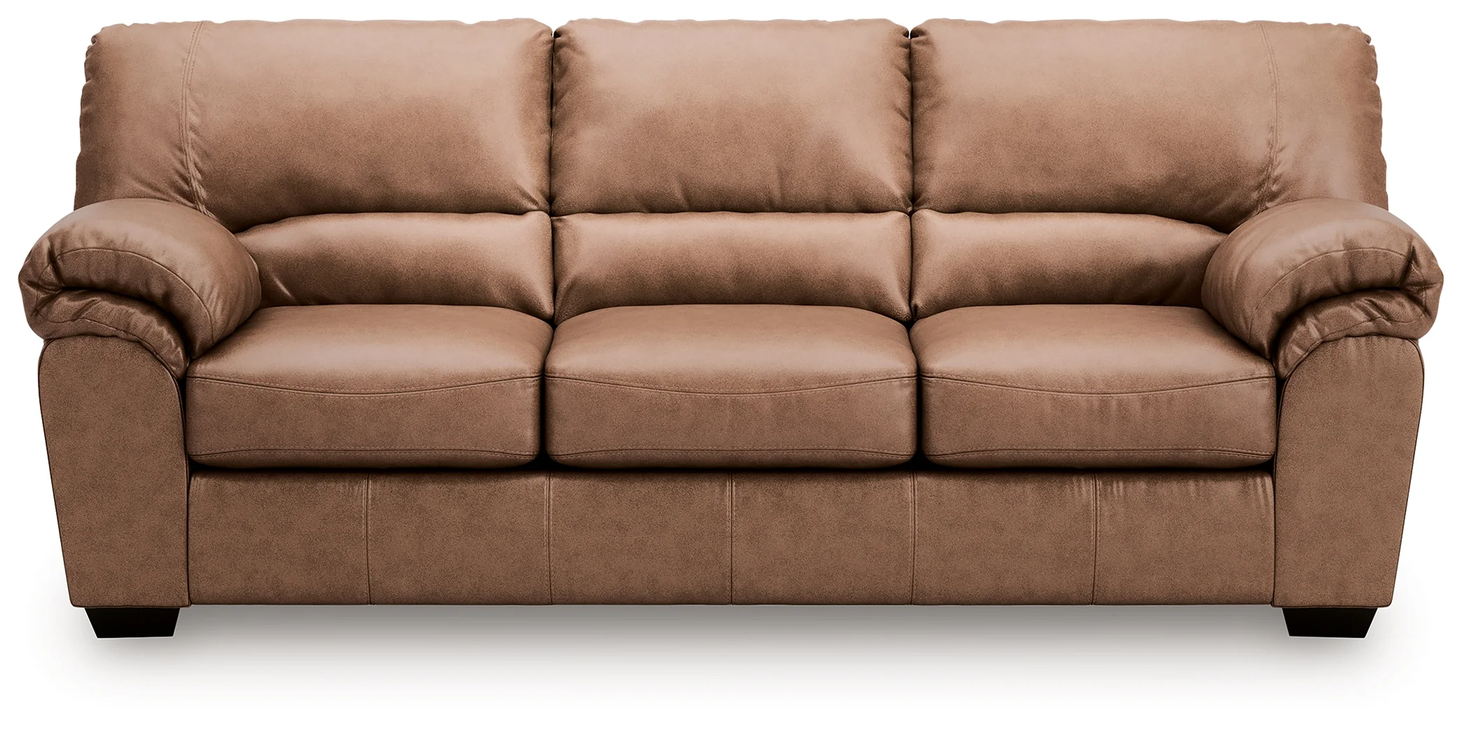 WillowBend Caramel Faux Leather Sofa - Image 3