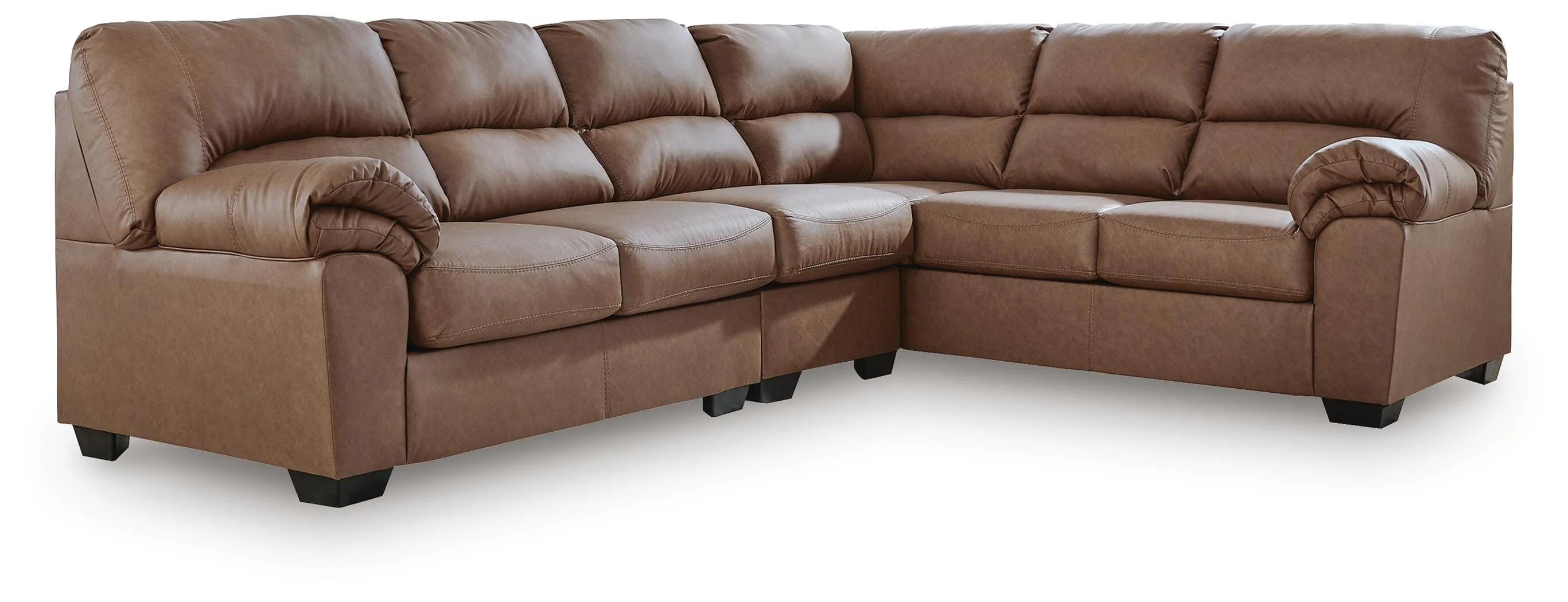 WillowBend Caramel Faux Leather 3-Piece Sectional - Image 2