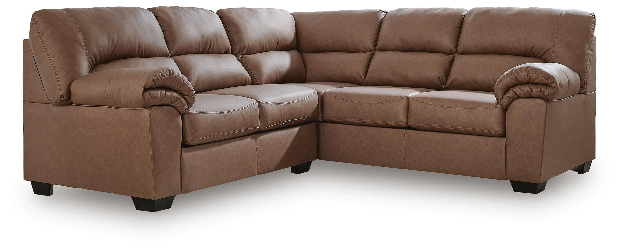 WillowBend Caramel Faux Leather 2-Piece Sectional - Image 2