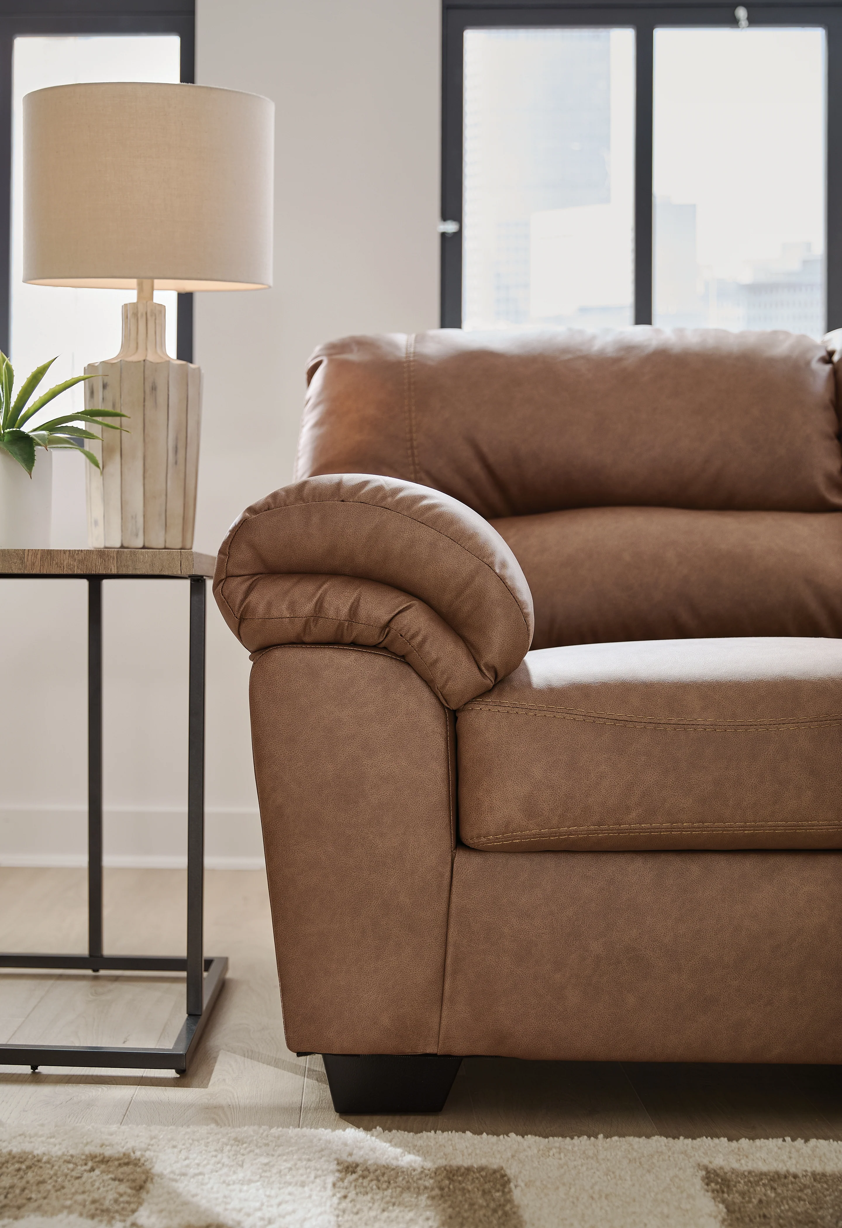 WillowBend Caramel Faux Leather 3-Piece Sectional - Image 3