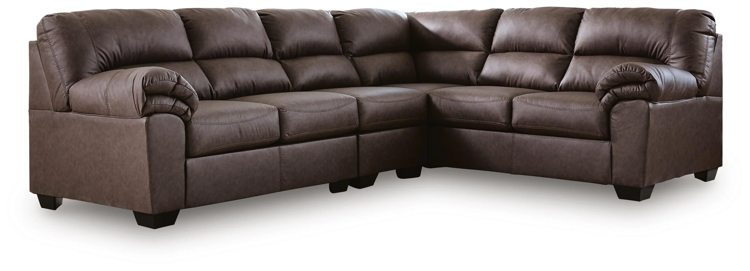 WillowBend Umber Faux Leather 3-Piece Sectional - Image 2