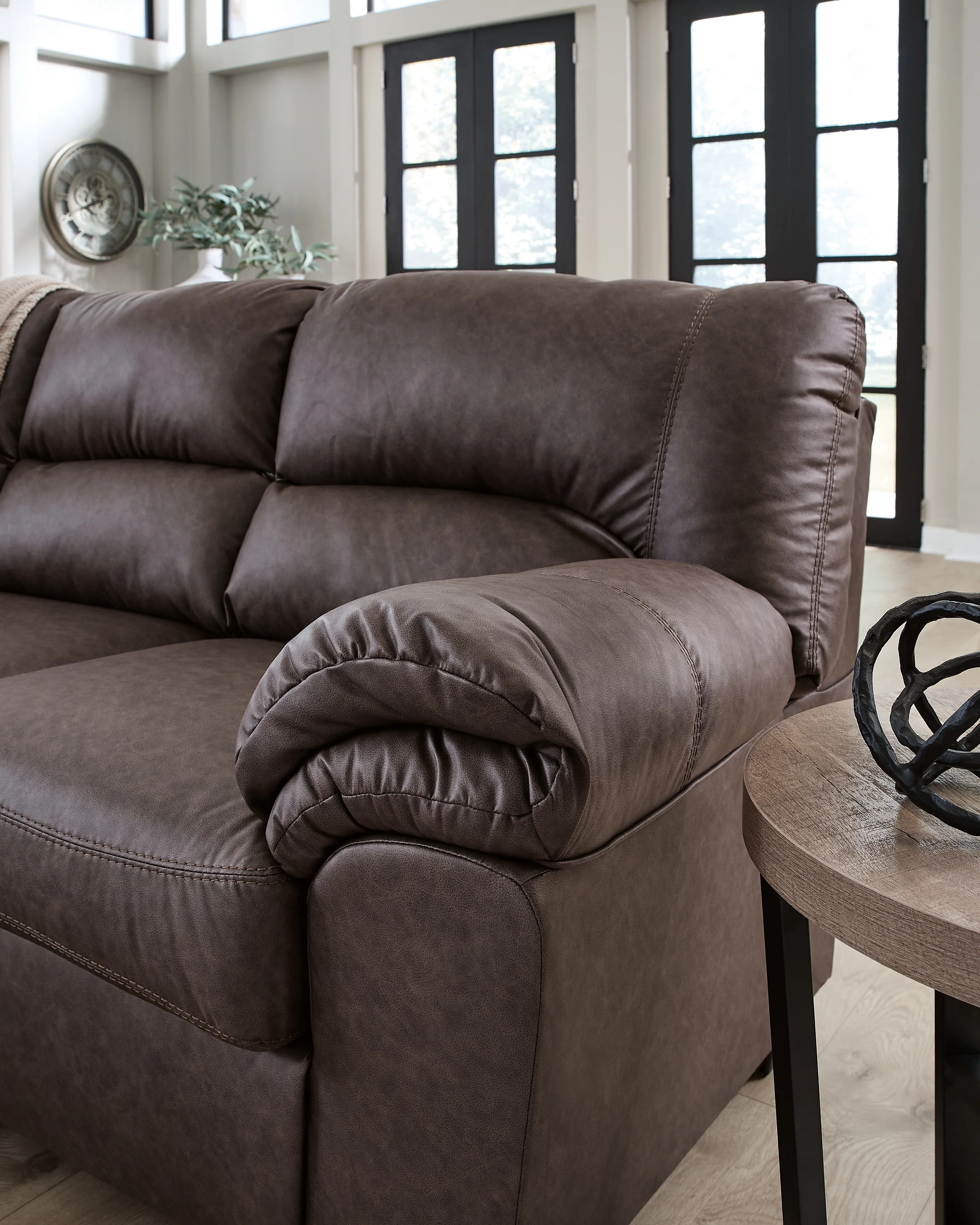 WillowBend Umber Faux Leather 3-Piece Sectional - Image 3