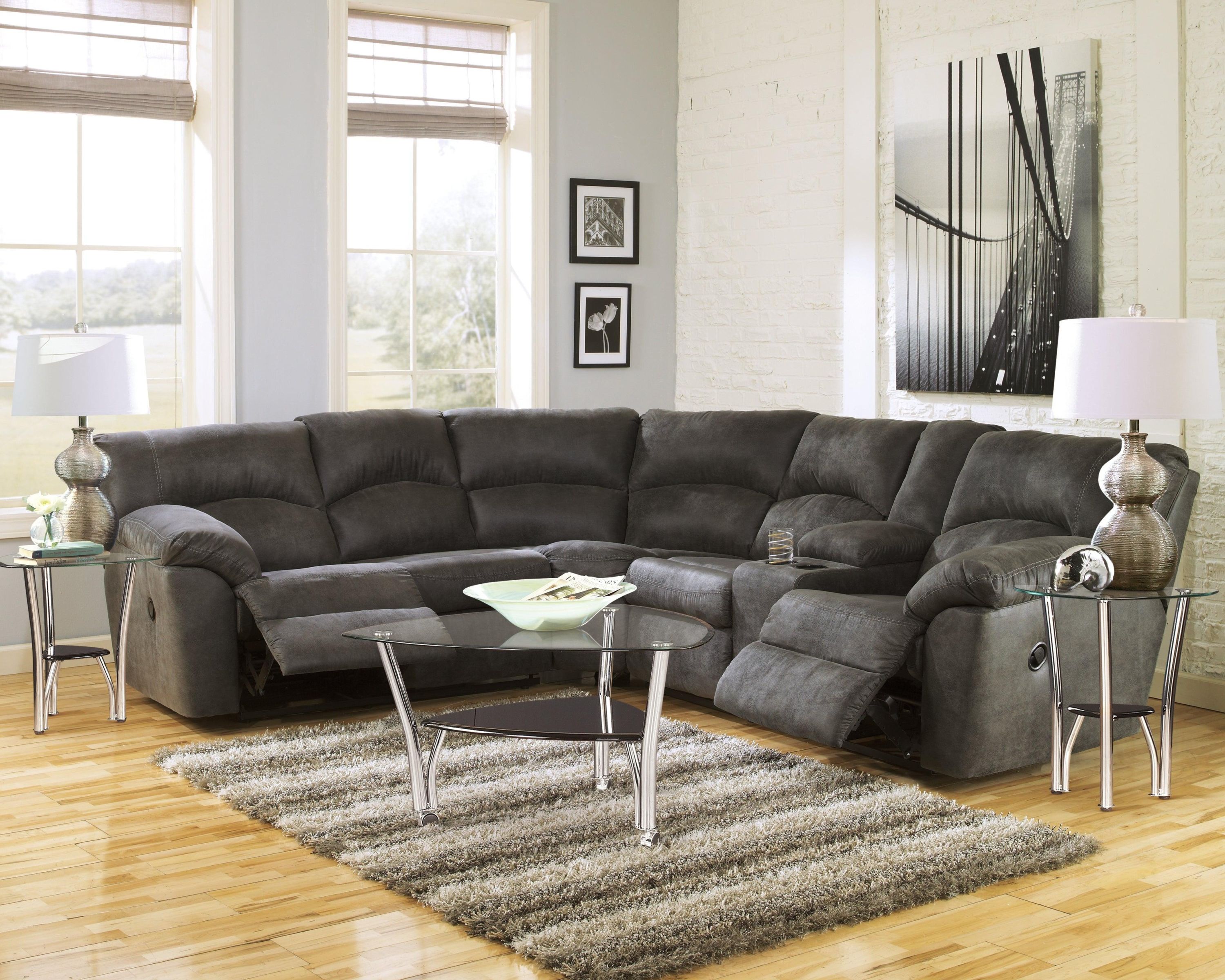 Tambo Pewter Faux Leather 2-Piece Reclining Sectional - Image 3