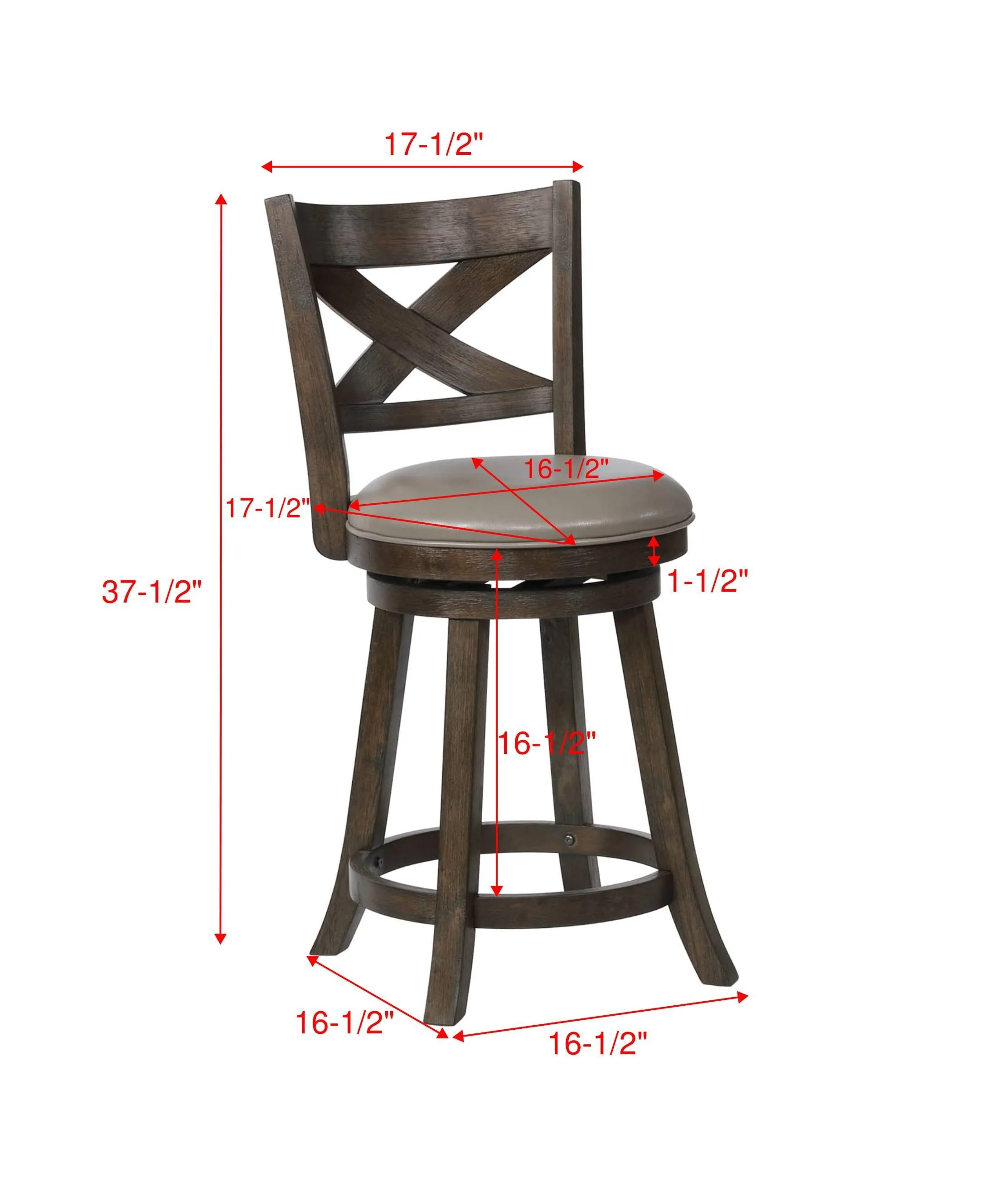 Kipper Swivel Gray Faux Leather Bar Pub Stool - Image 3