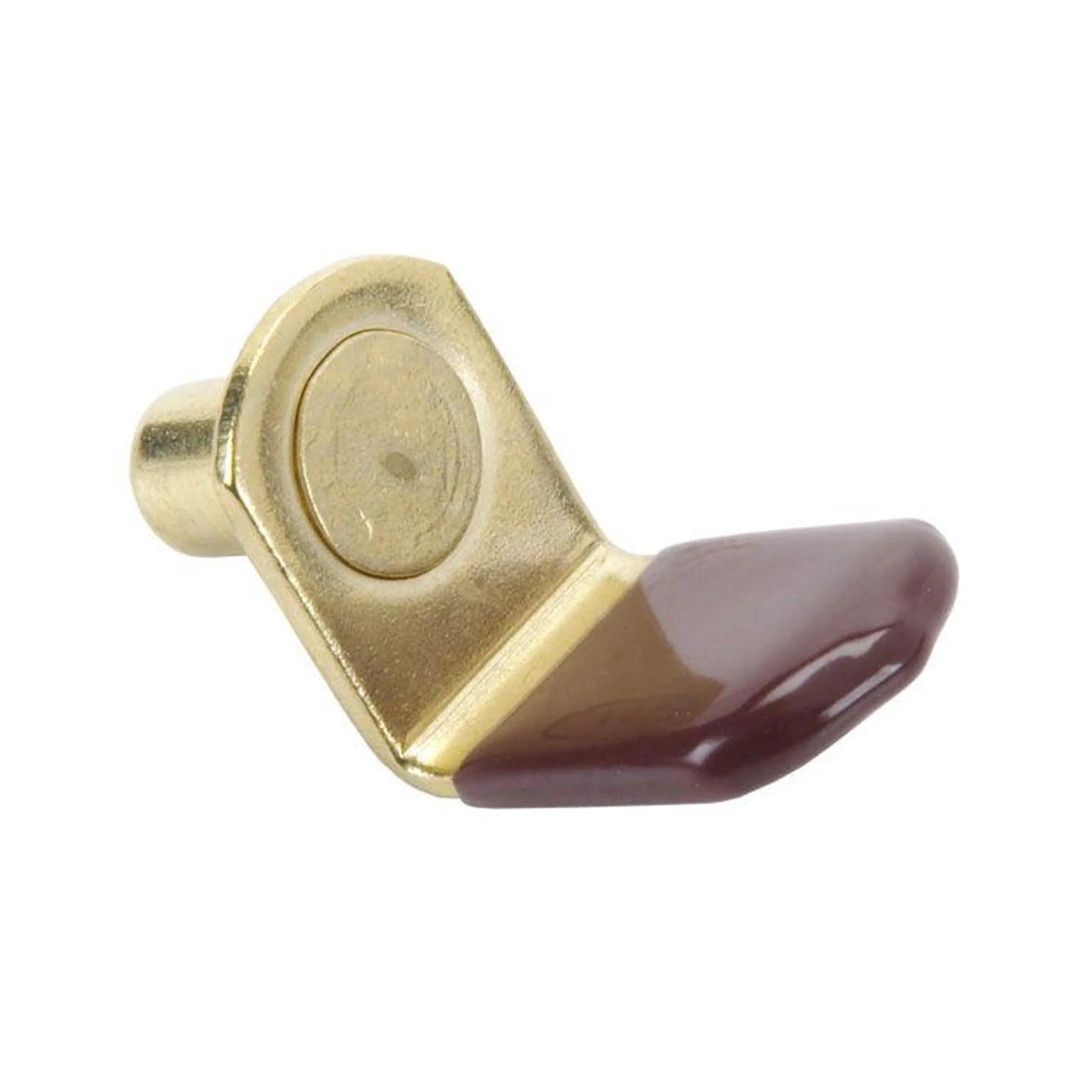 Glass Shelf Bracket Style Shelf Support – 1/4″ Pin – Brass with Brown Sleeve – 25 Pack