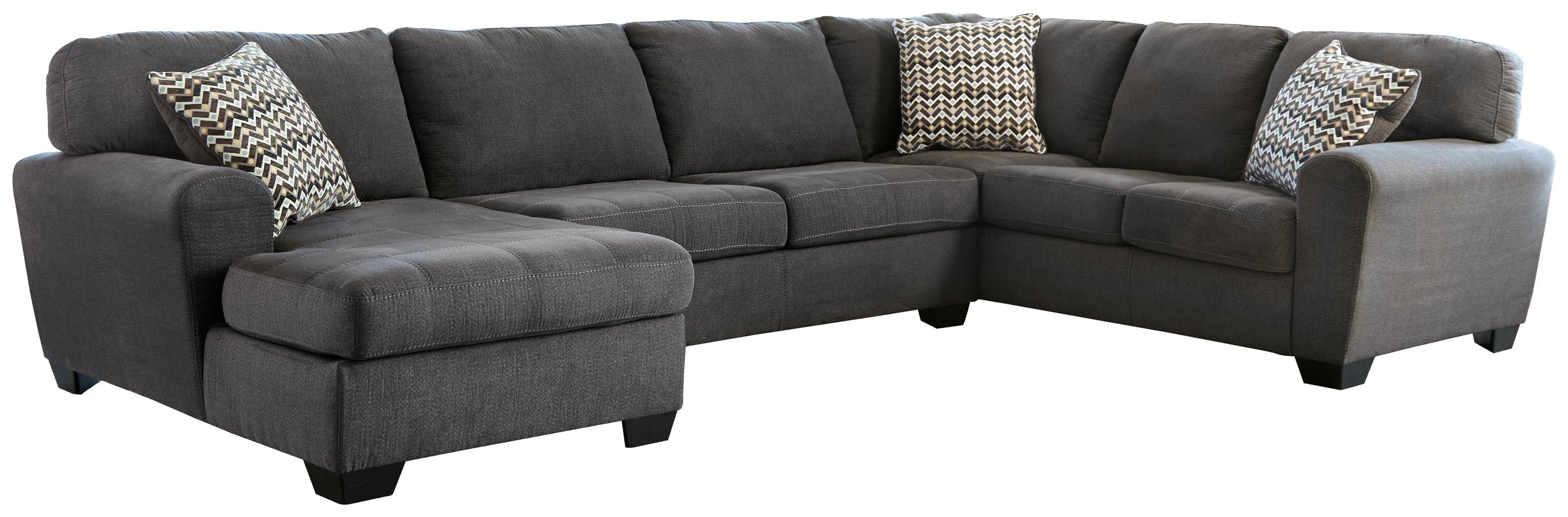 Ambee Slate Chenille 3-Piece Sectional With Chaise - Image 2