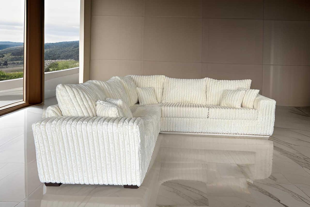 Noah Ivory Corduroy Sectional - Image 3