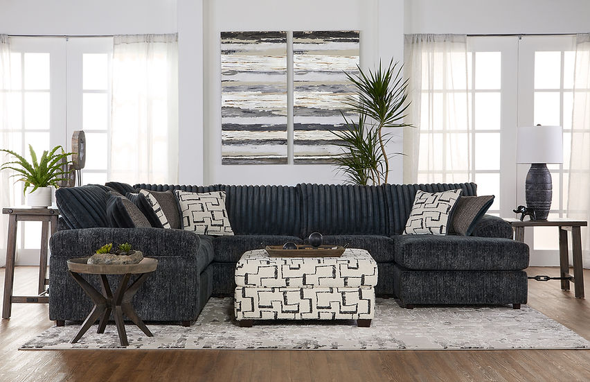 Galactic Charcoal 3-Piece Fabric Sectional - Image 1