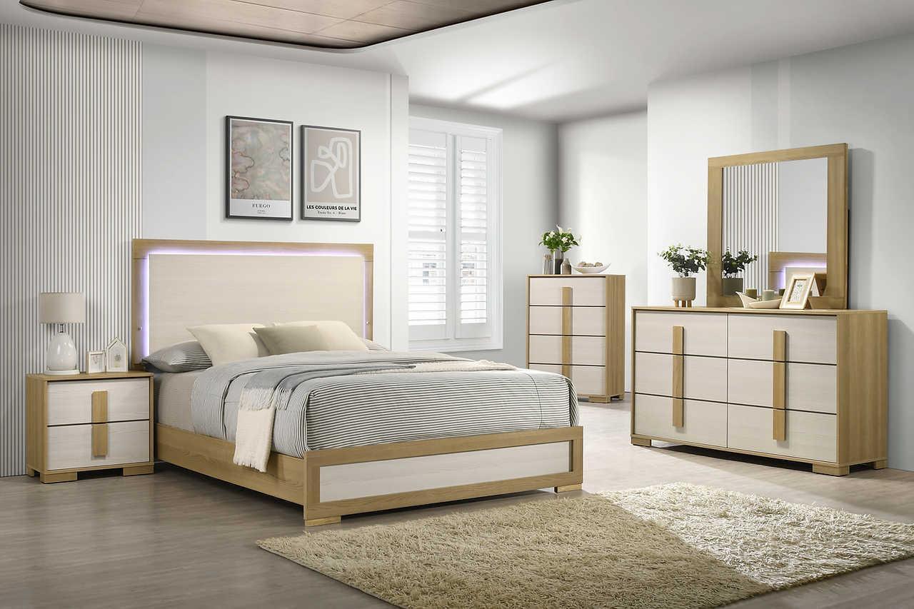 Maya Natural LED Panel Bedroom Set - Image 1