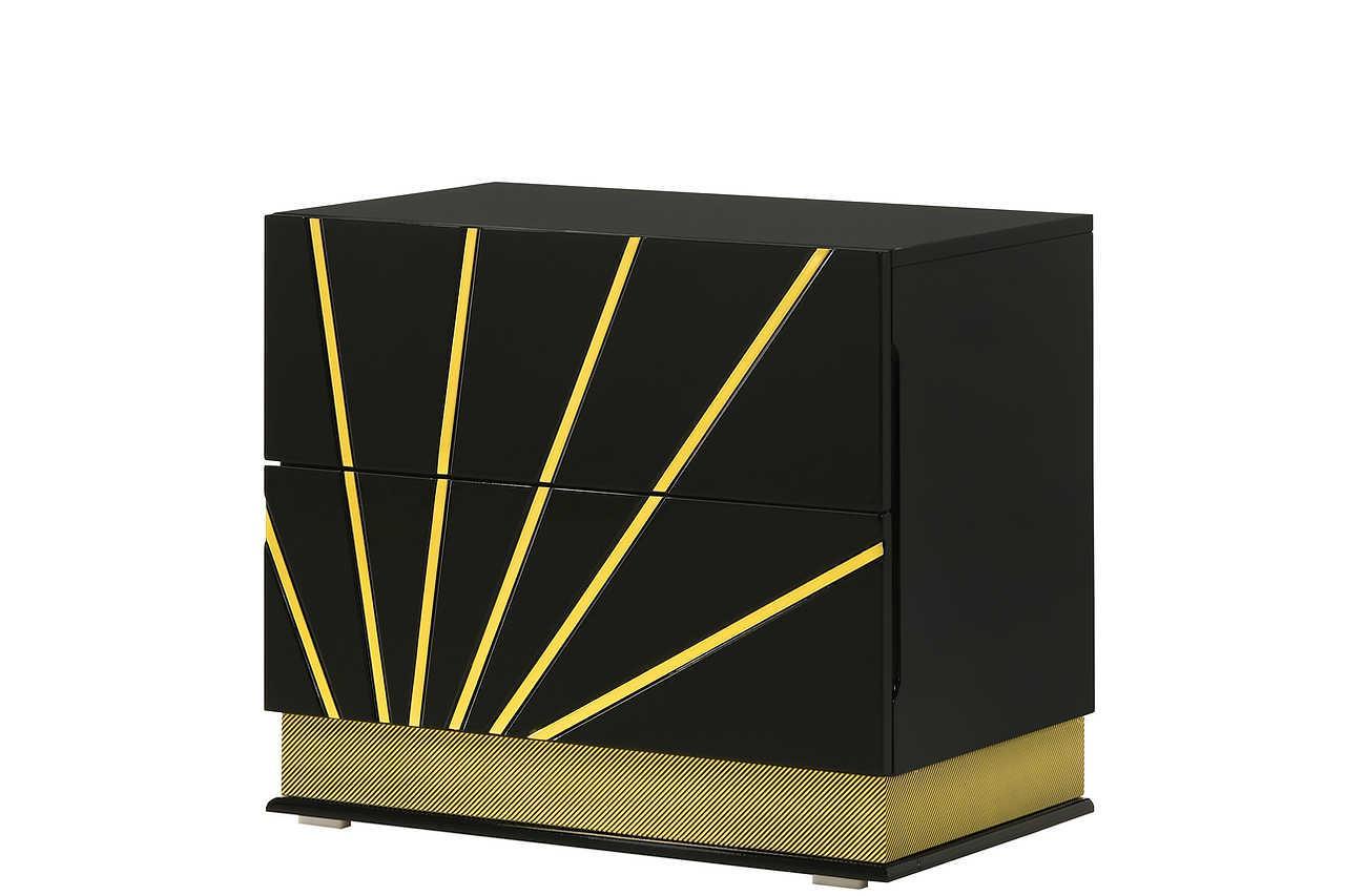Zenia Black Gold 2-Drawers Nightstand - Image 1