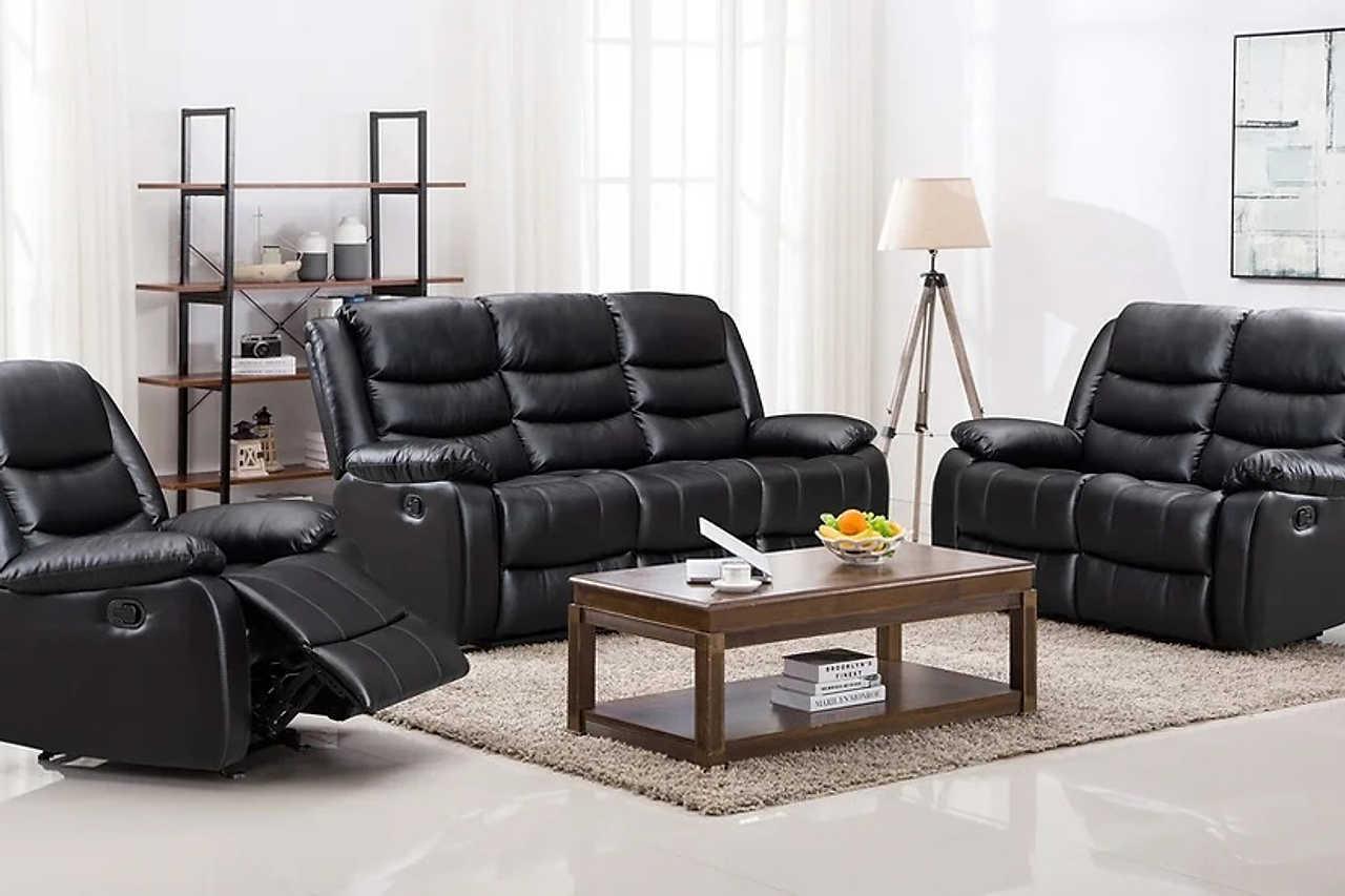 Miami Black PU 3-Piece Reclining Set - Image 1