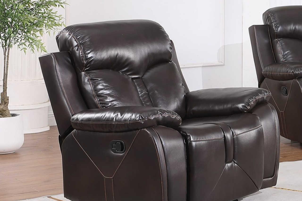 Monica Black Brown Leather Recliner - Image 1
