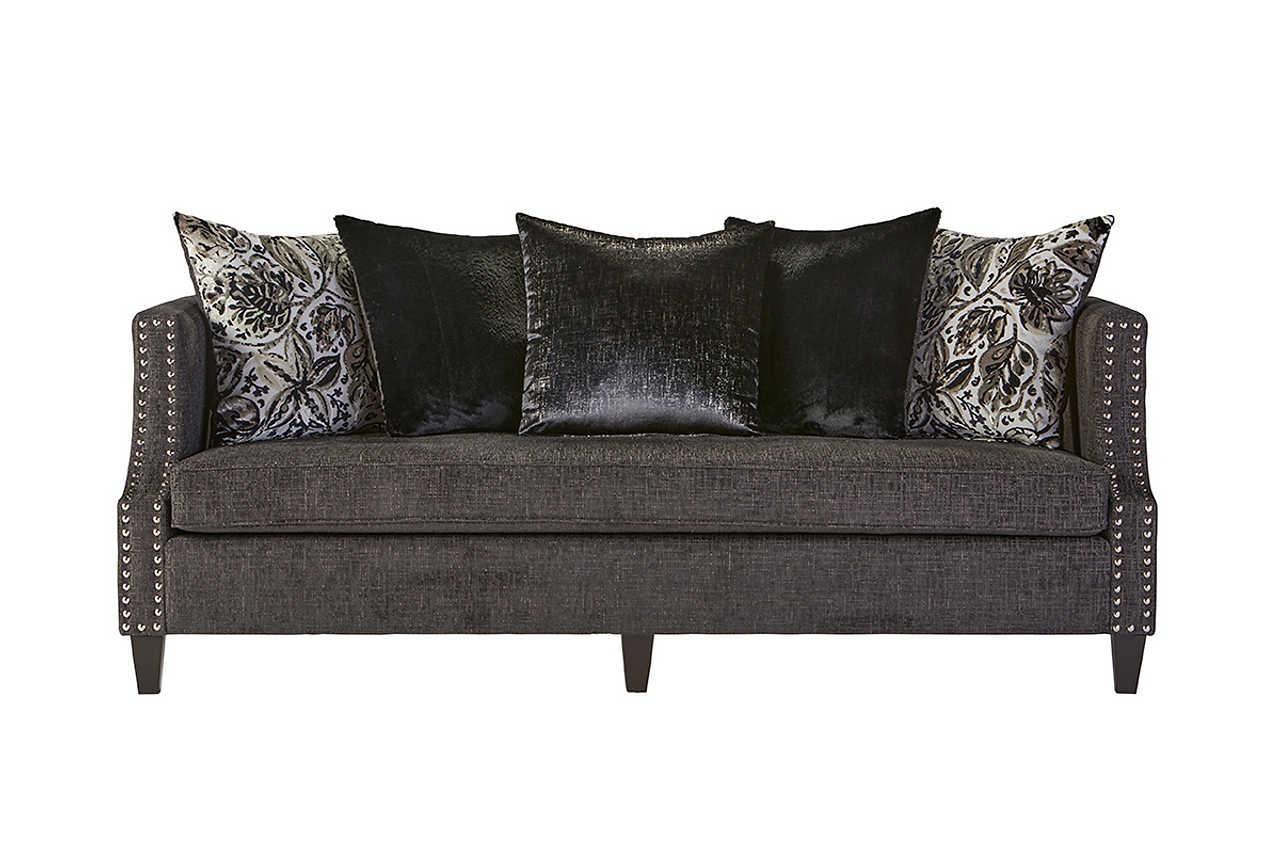Simone Ash Gray Blue Fabric Upholstered Sofa