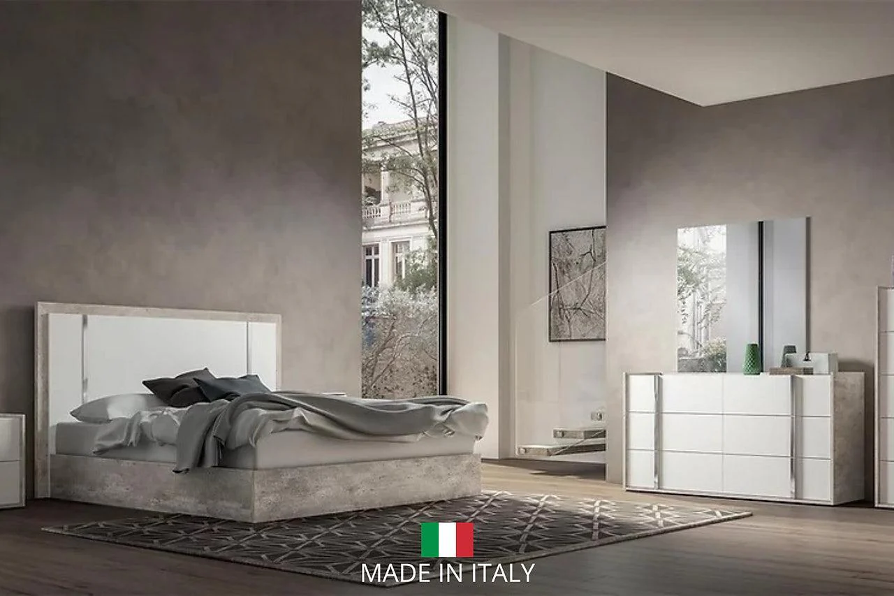 Treviso White Gray Panel Bedroom Set - Image 1