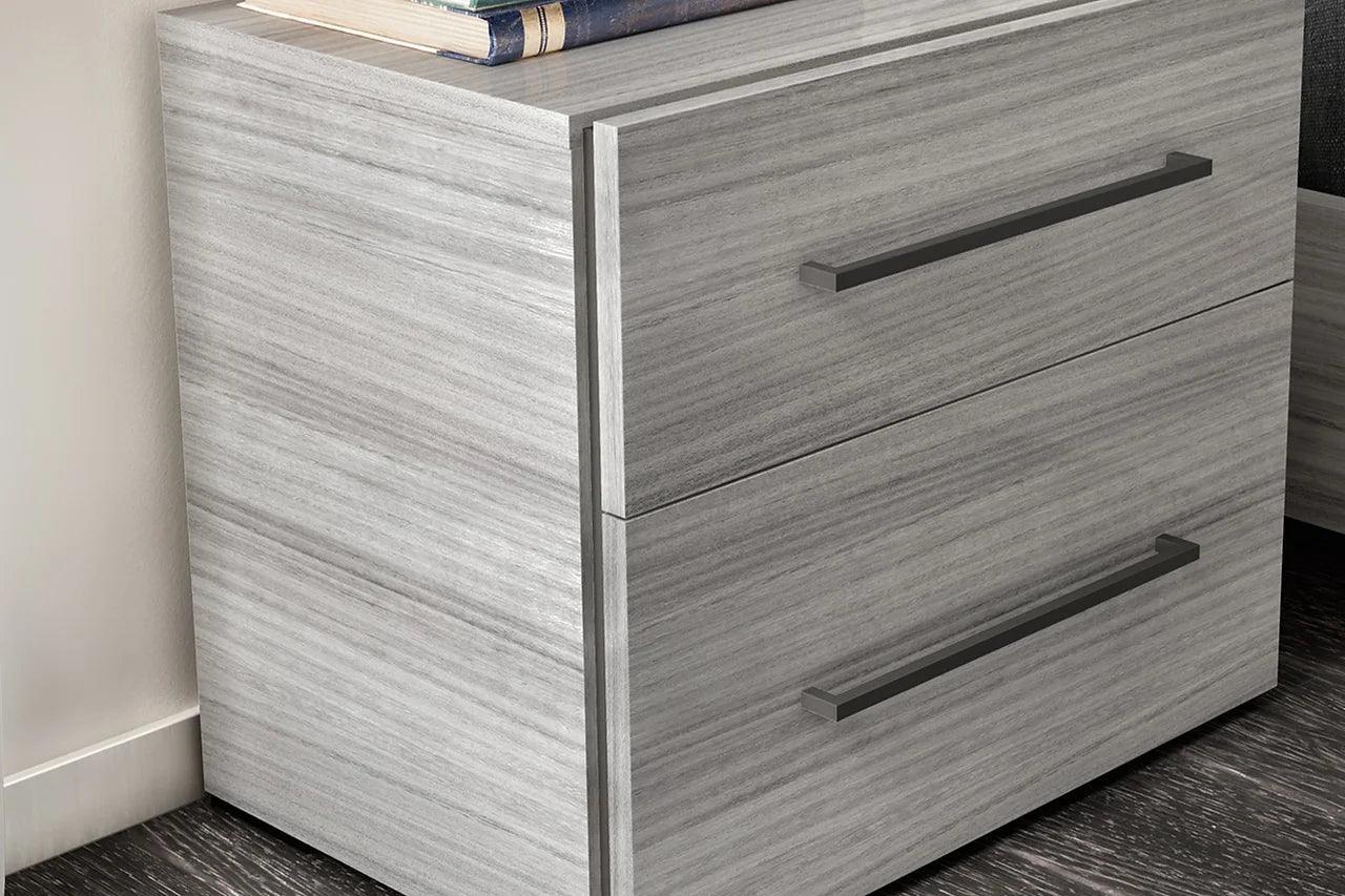Mia Light Gray 2-Drawers Nightstand - Image 1
