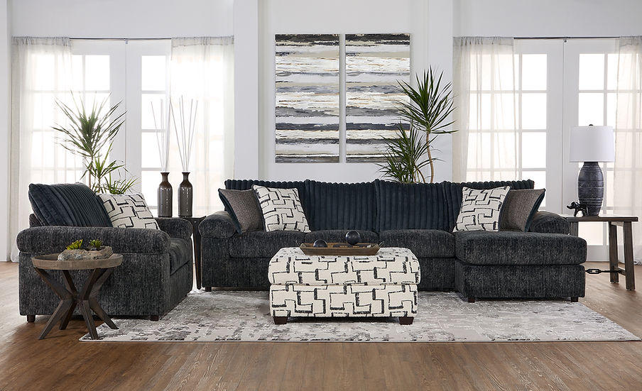 Galactic Charcoal 2-Piece Fabric Sectional - Image 1