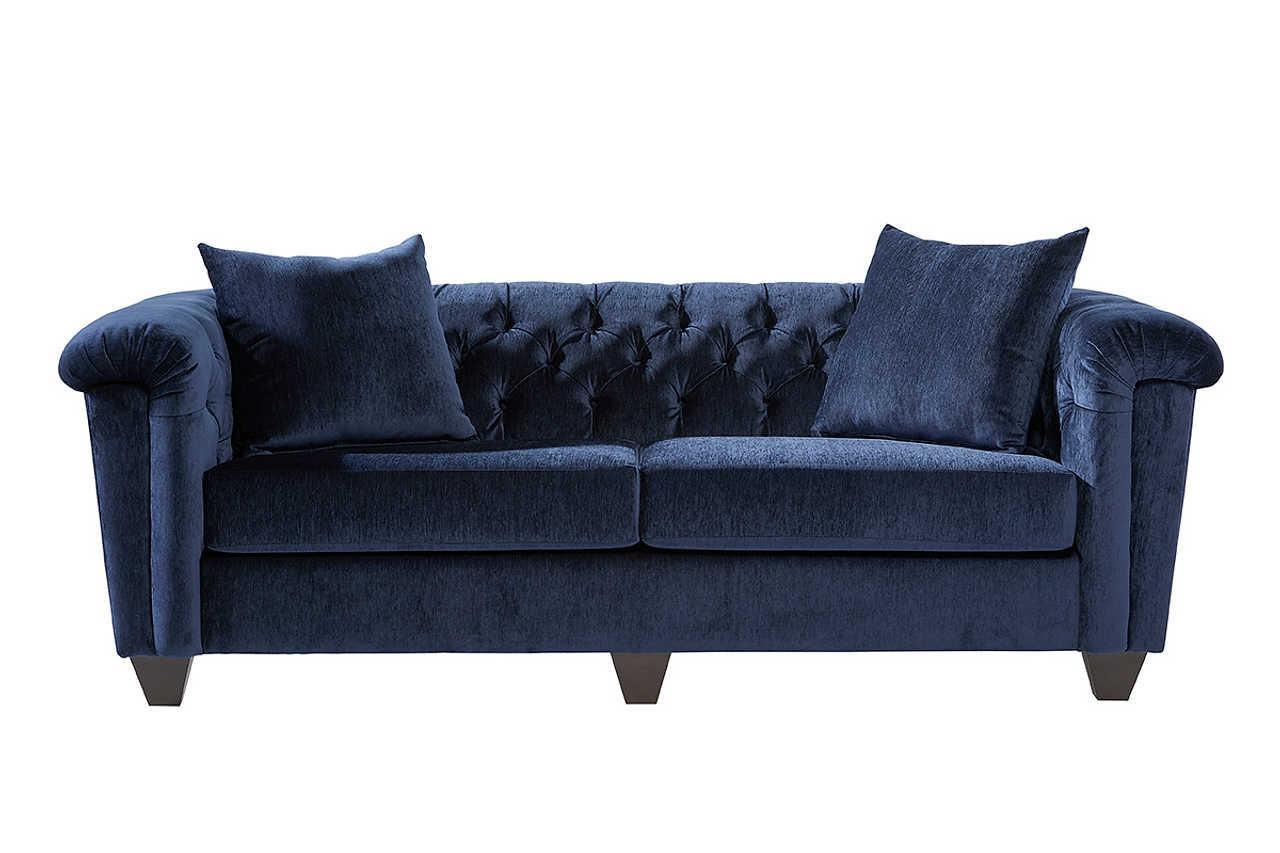 Lush Navy Velvet Tufted 2-Piece Living Room Set - Image 2