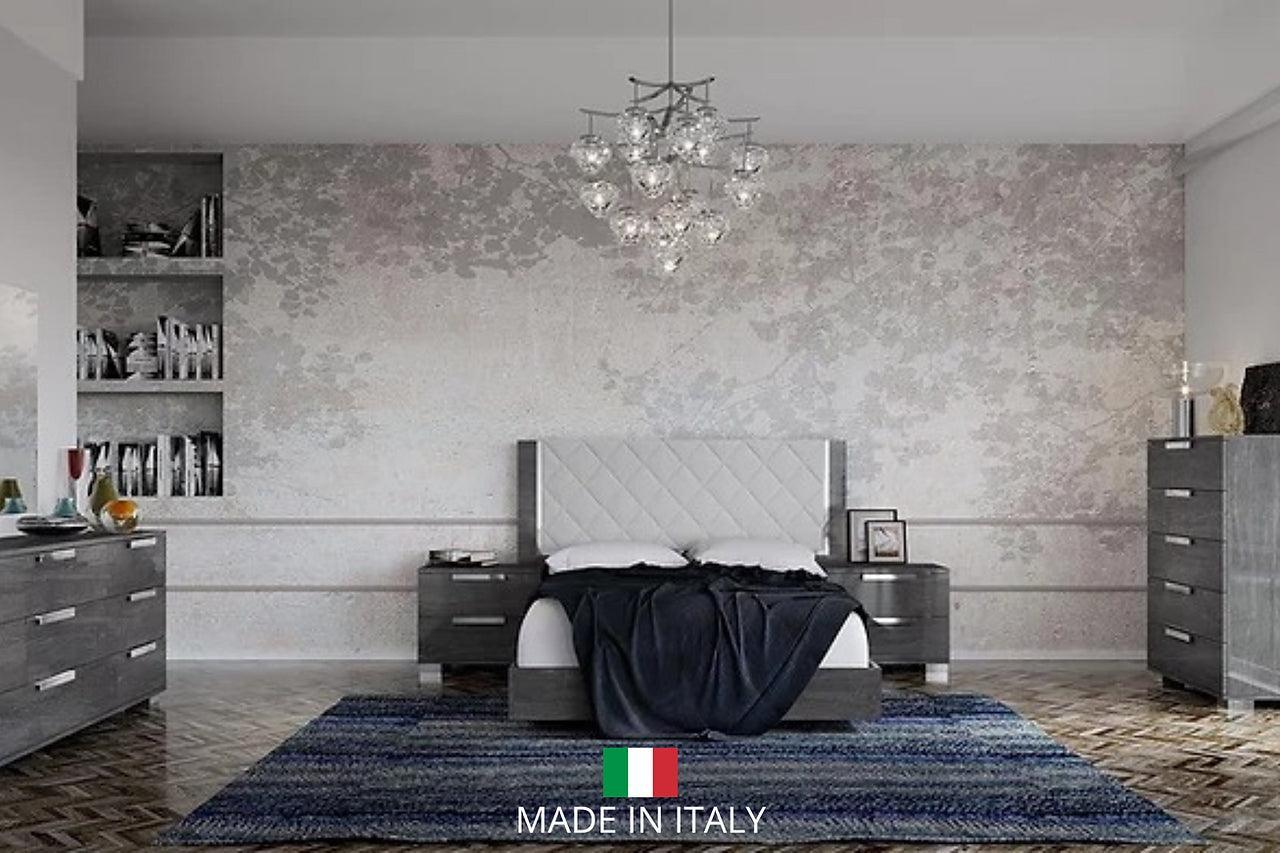 Sarah Rhombus Gray Upholstered Panel Bedroom Set - Image 1