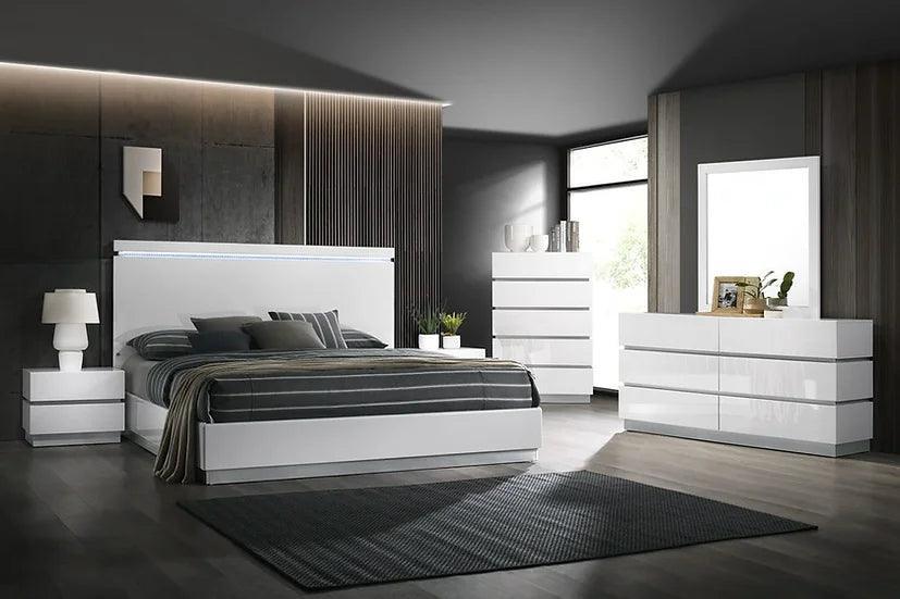 Florence White LED Panel Bedroom Set - Image 1