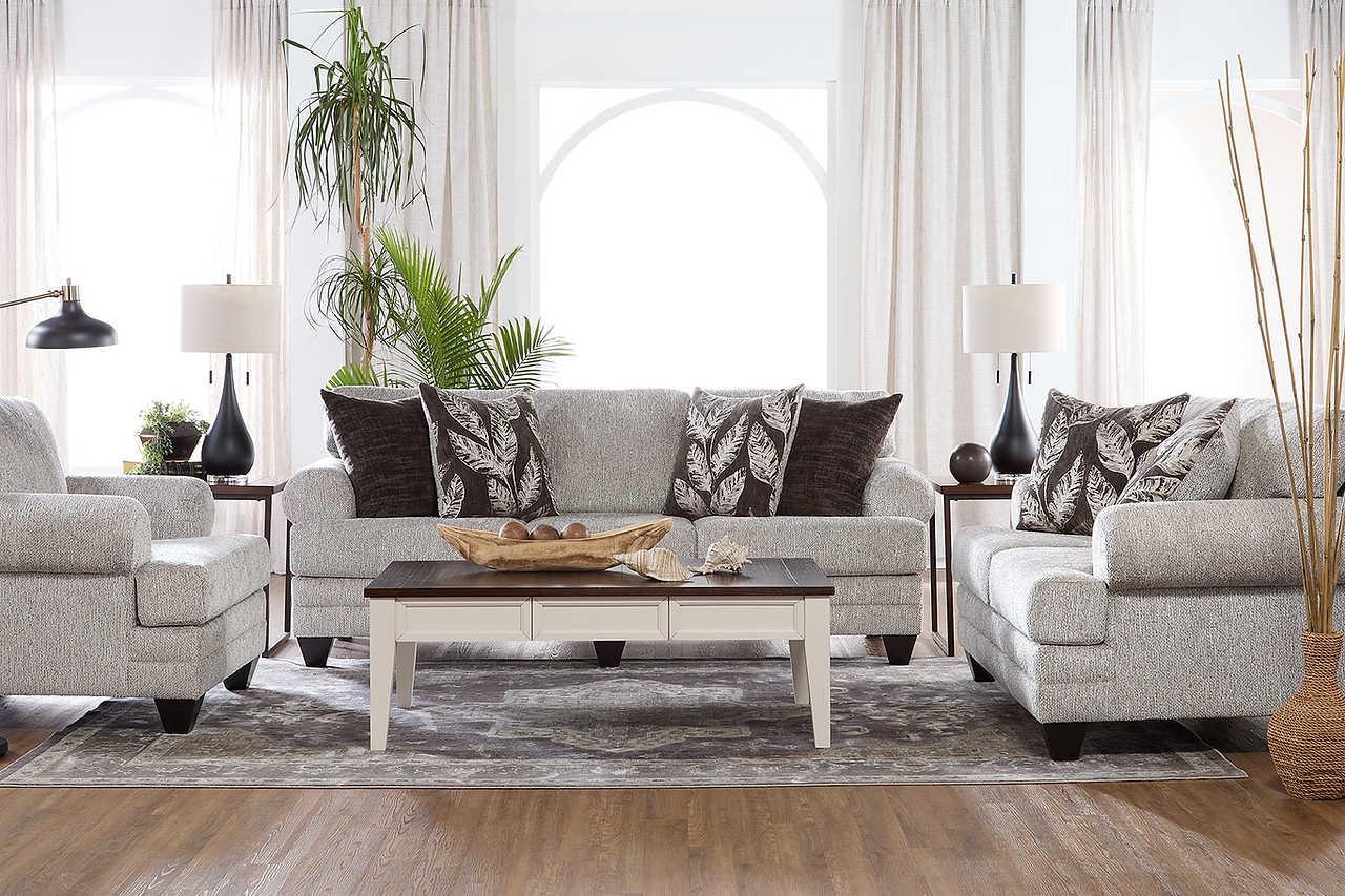 Marley Cloud Gray Blue Fabric Upholstered Loveseat - Image 1
