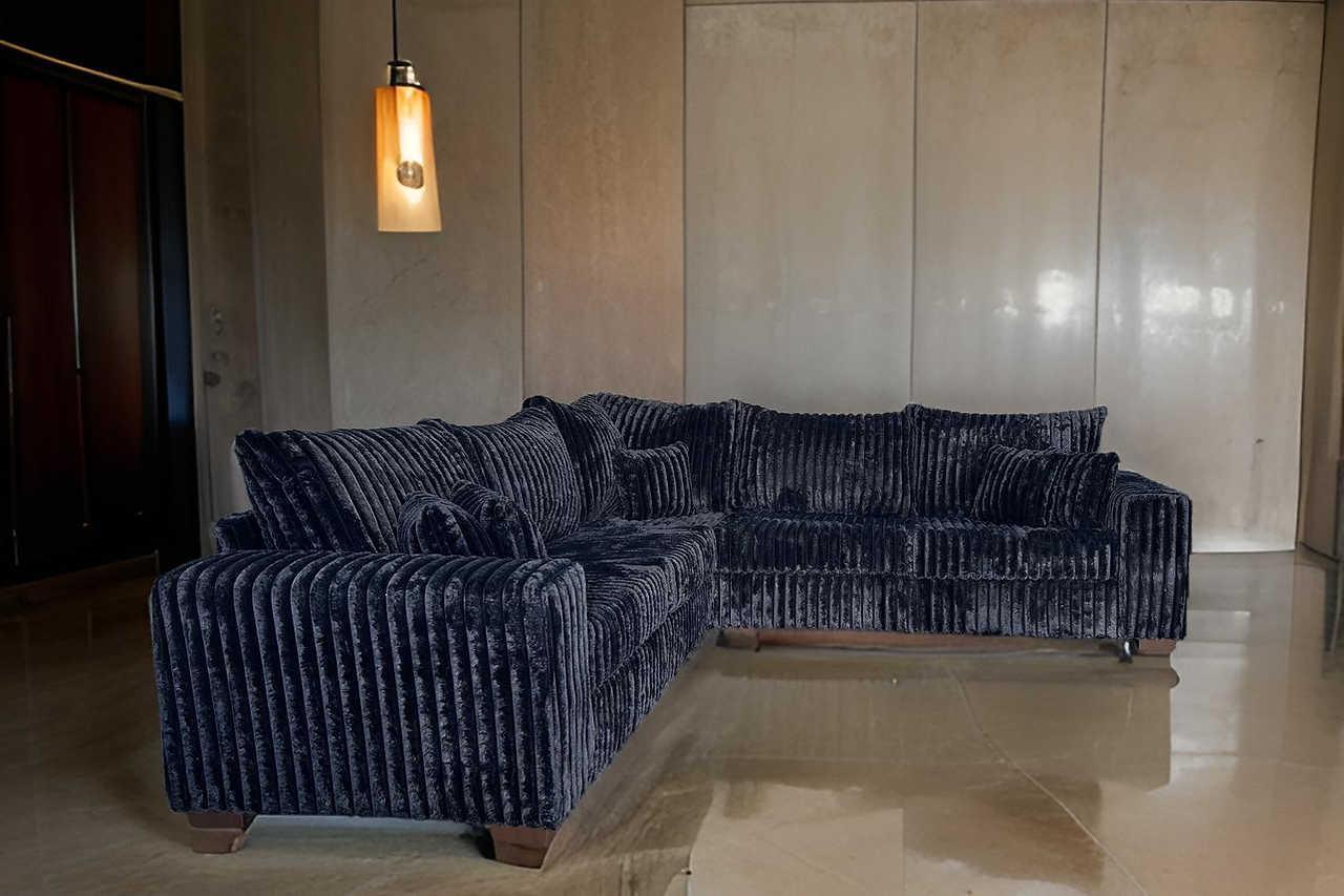 Noah Black Corduroy Sectional - Image 3