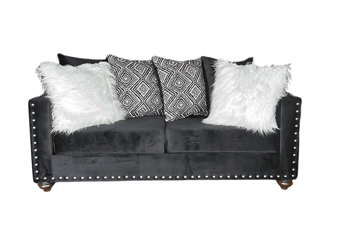 Zander Black Velvet 2-Piece Living Room Set - Image 3