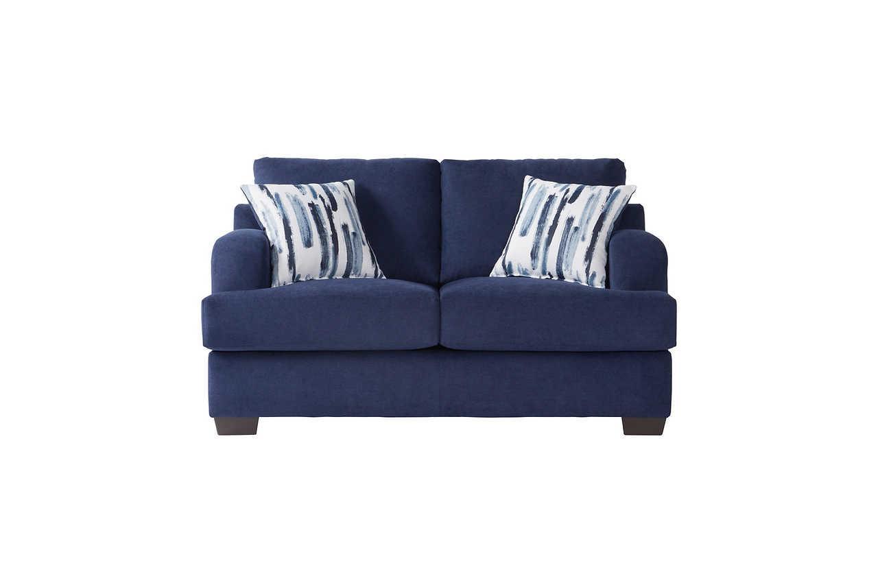 Cameo Navy Blue Metal Velvet Upholstered Sofa - Image 3