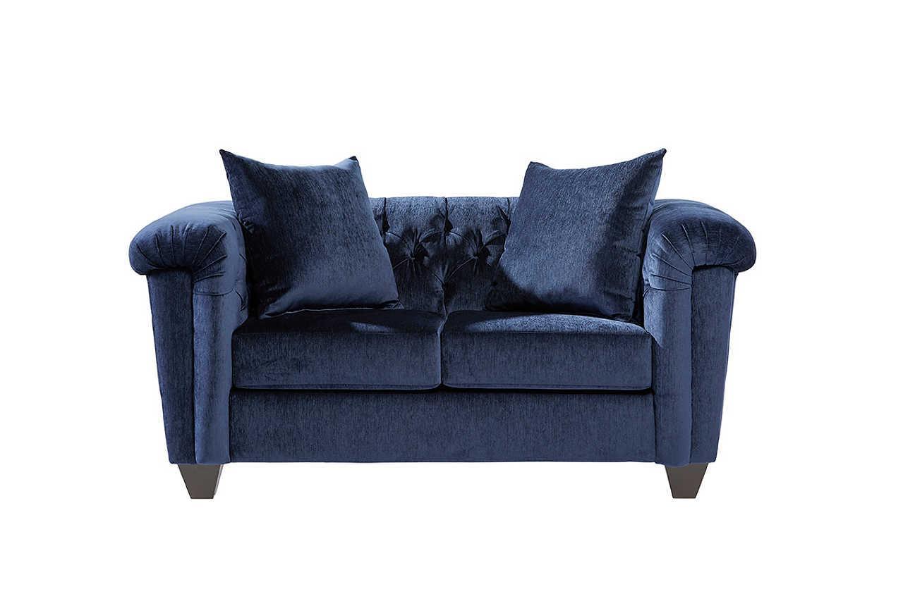 Lush Navy Velvet Tufted 2-Piece Living Room Set - Image 3
