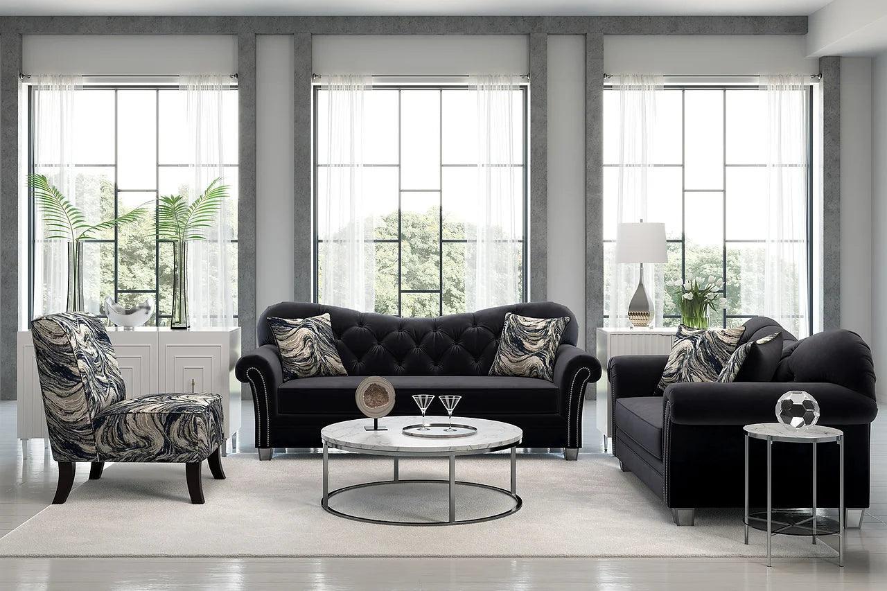 Bing Black Velvet Tufted Sofa - Image 2