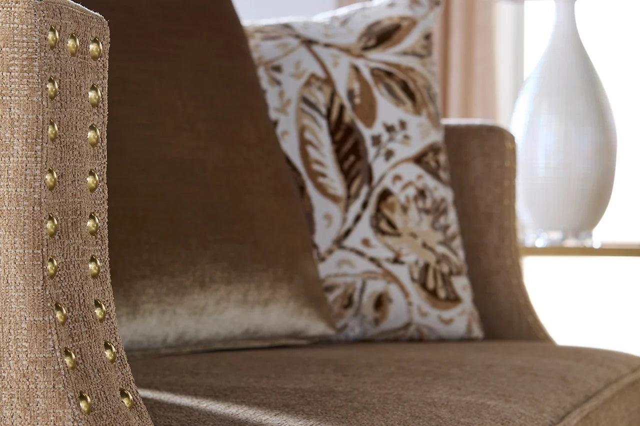 Simone Flax Brown Fabric Loveseat - Image 2