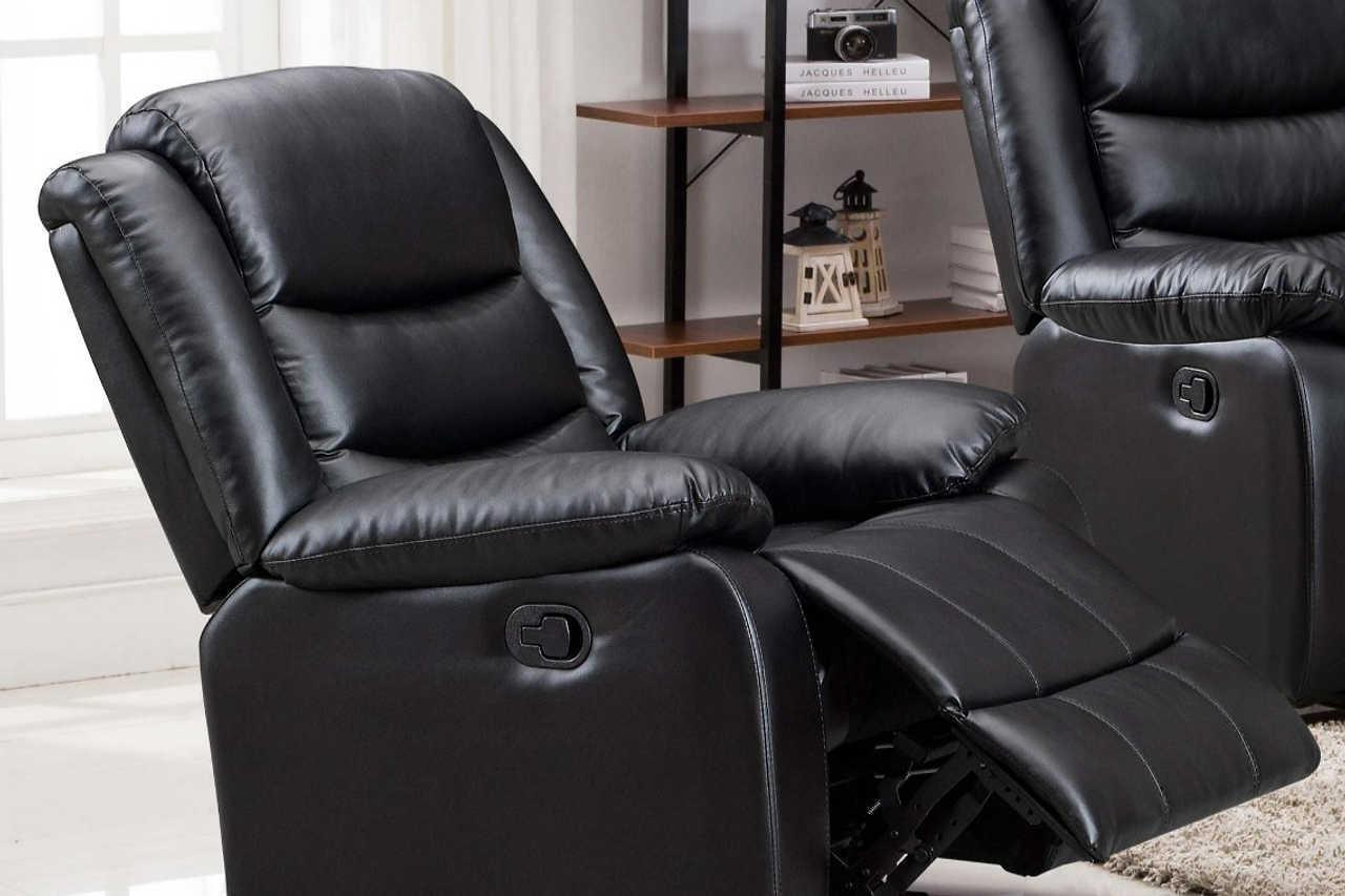 Miami Black PU 3-Piece Reclining Set - Image 2
