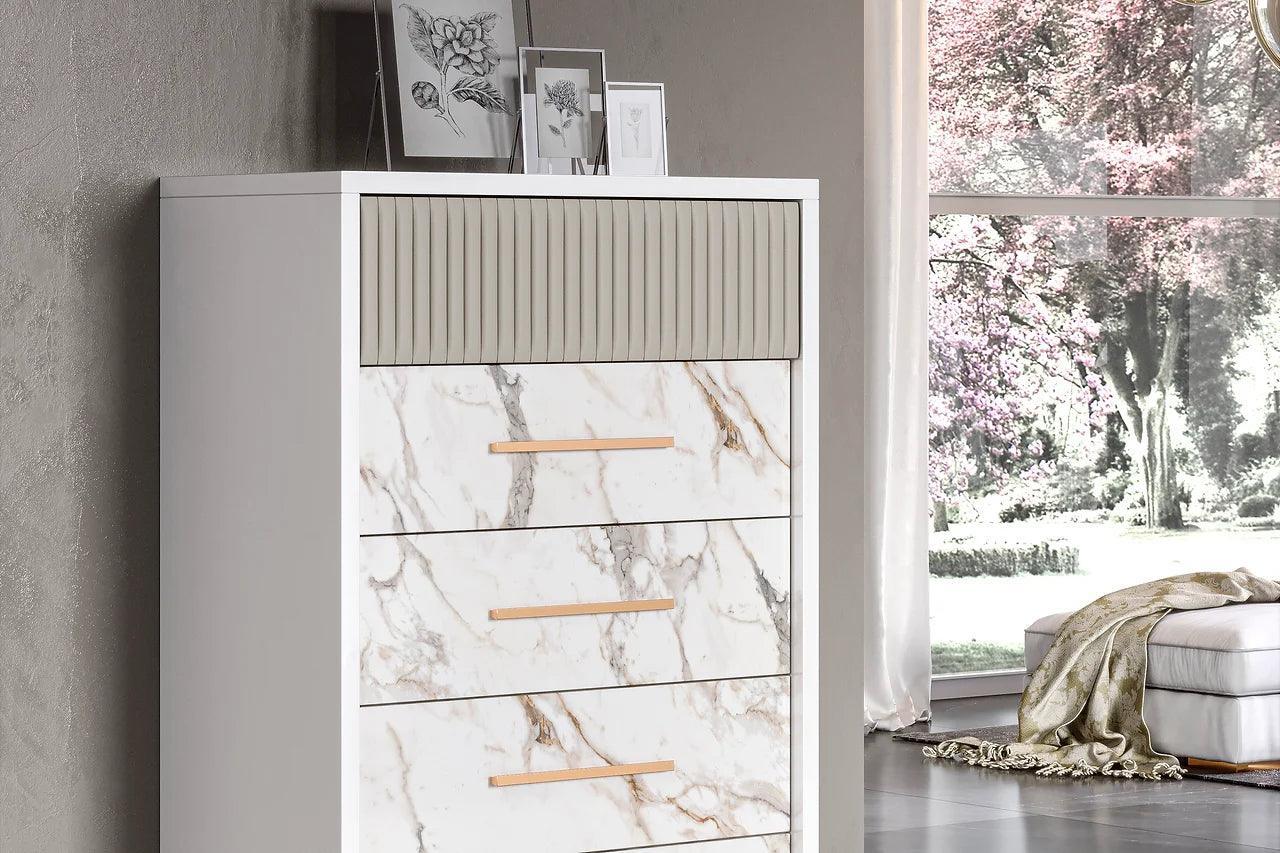 Cruz White Gray 5-Drawers Chest - Image 3