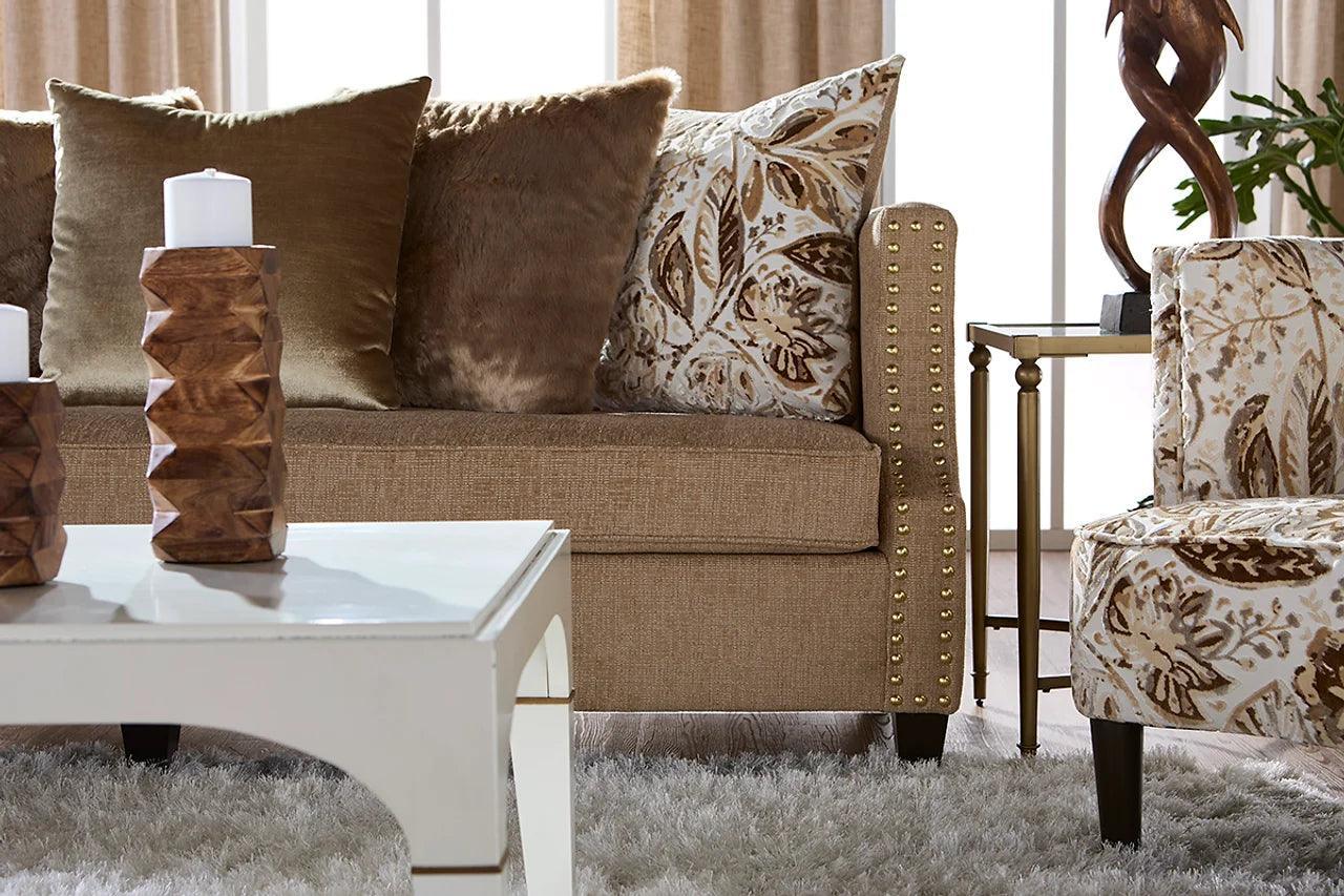 Simone Flax Brown Fabric Loveseat - Image 3