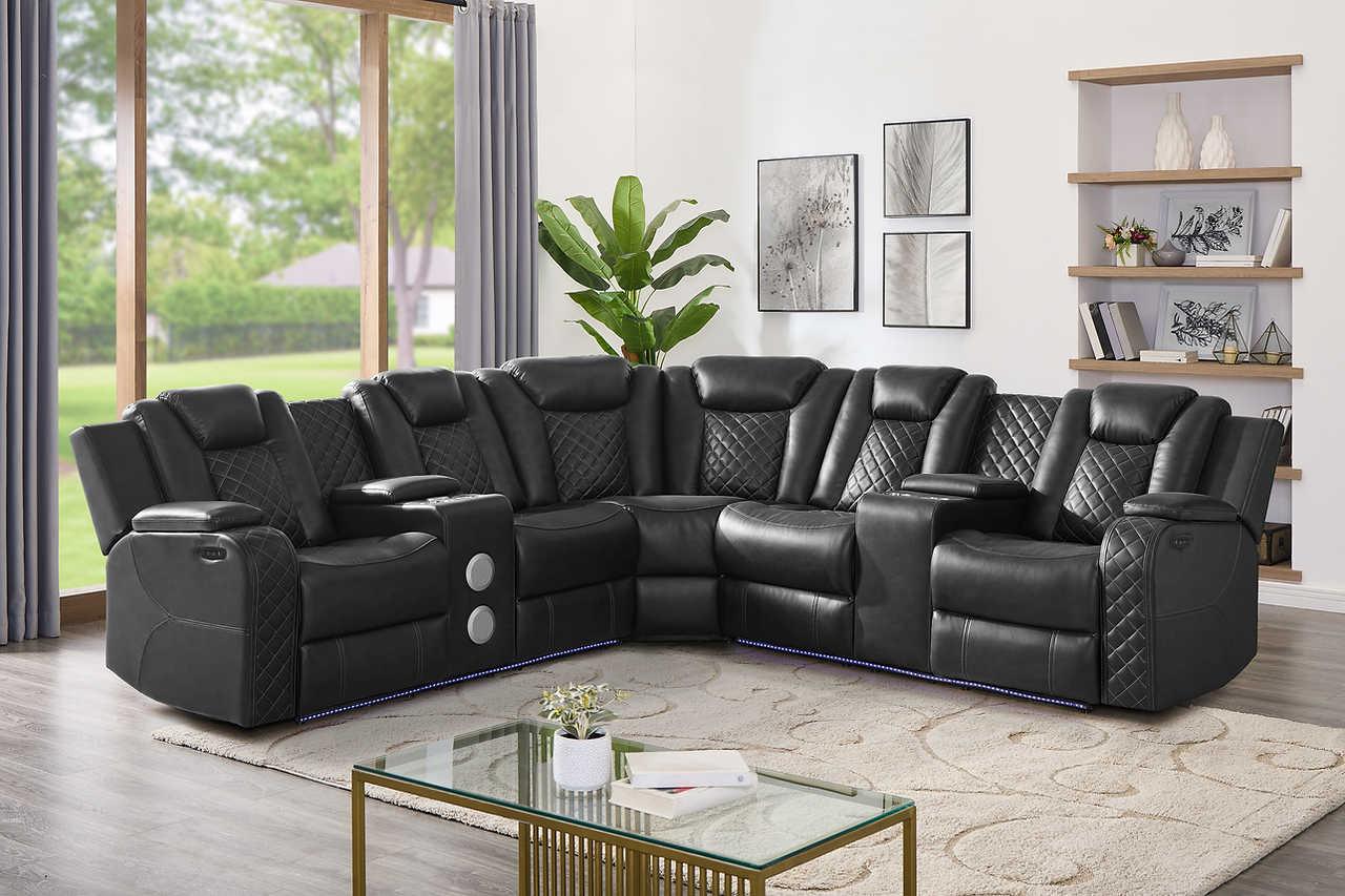 Eclipse Black Air Leather Reclining Set - Image 2