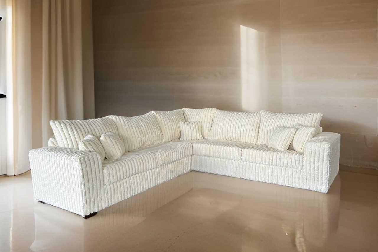 Noah Ivory Corduroy Sectional - Image 1