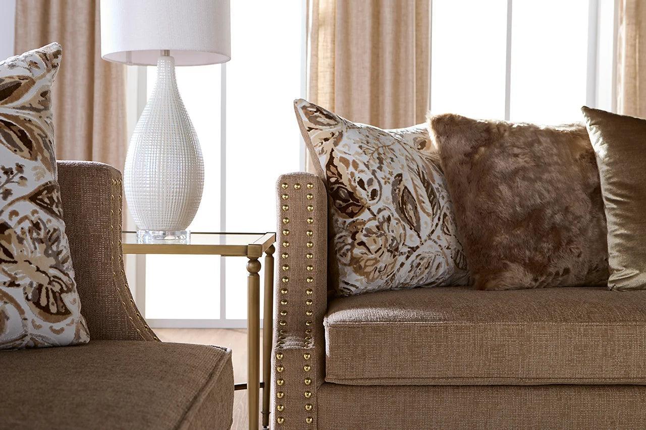 Simone Flax Brown Fabric 2-Piece Living Room Set - Image 3